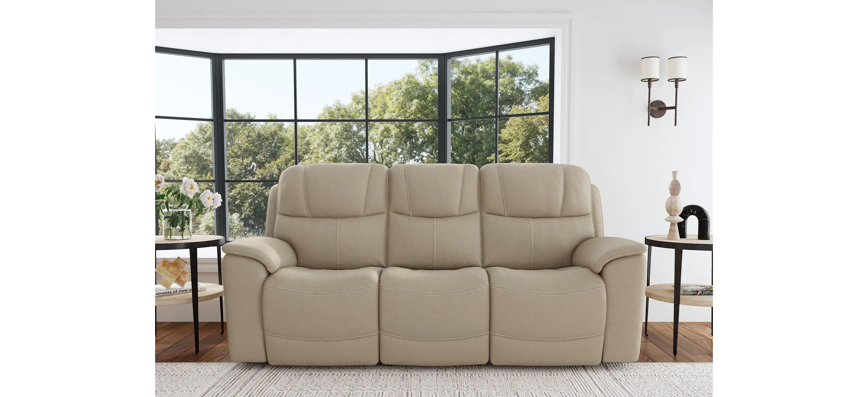 Crew Power Reclining Sofa with Power Headrests Lumbar Pebble