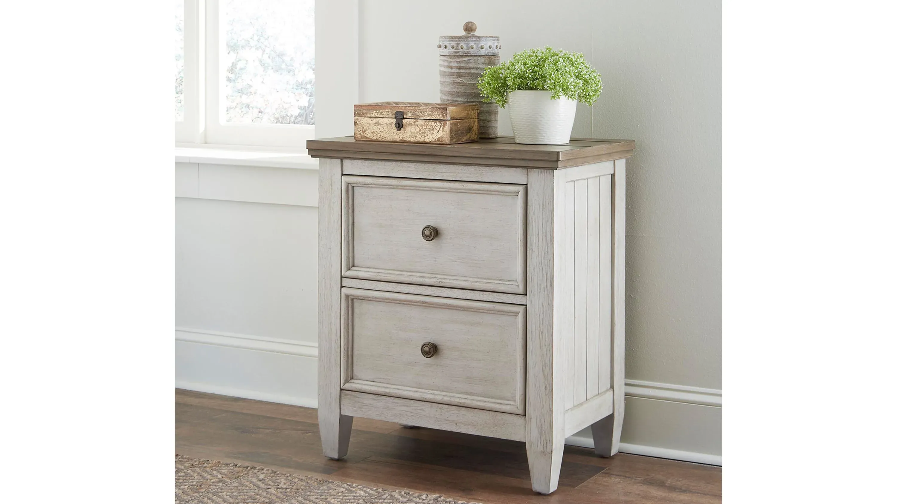 Magnolia Park Nightstand w/Charging Station | Raymour & Flanigan