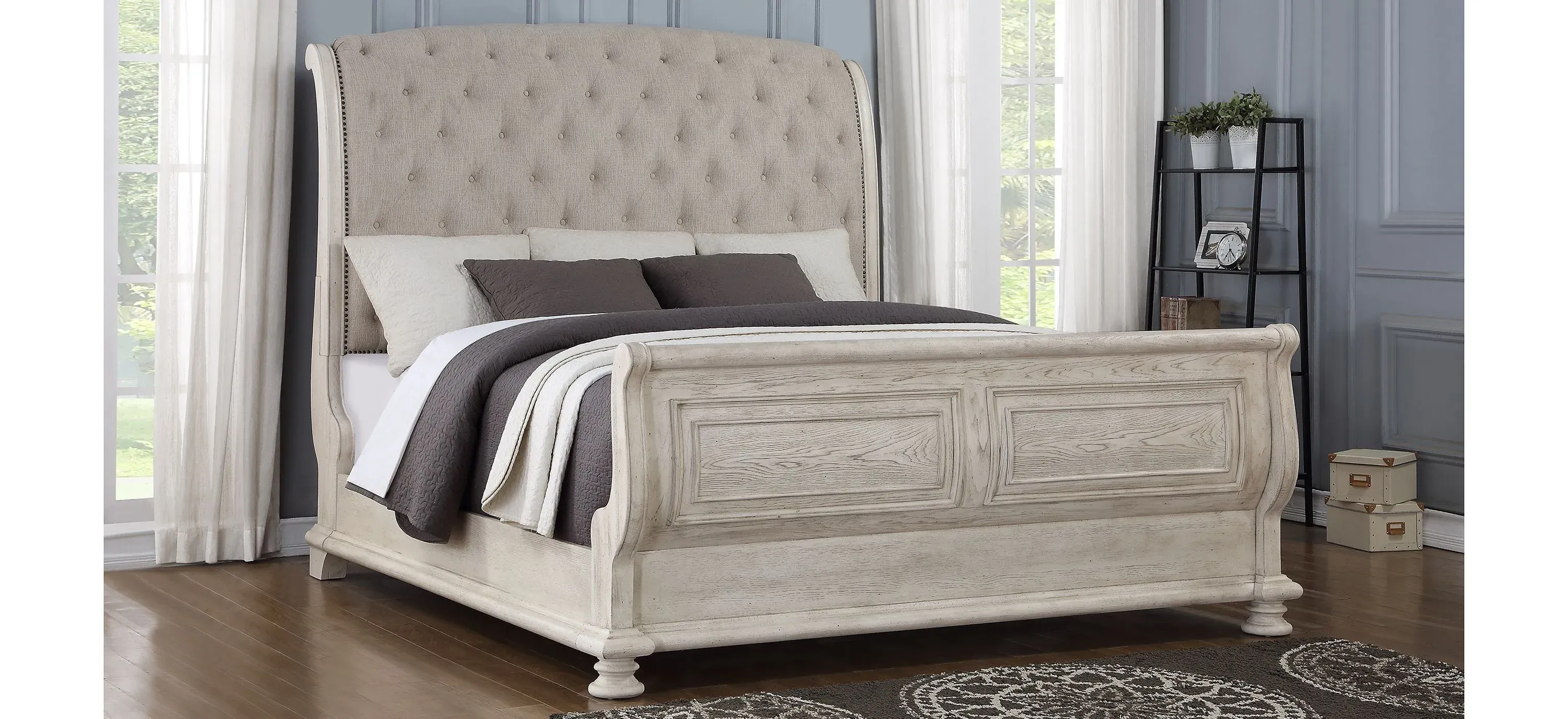 One Allium Way Piland Upholstered Sleigh Bed Size Queen White