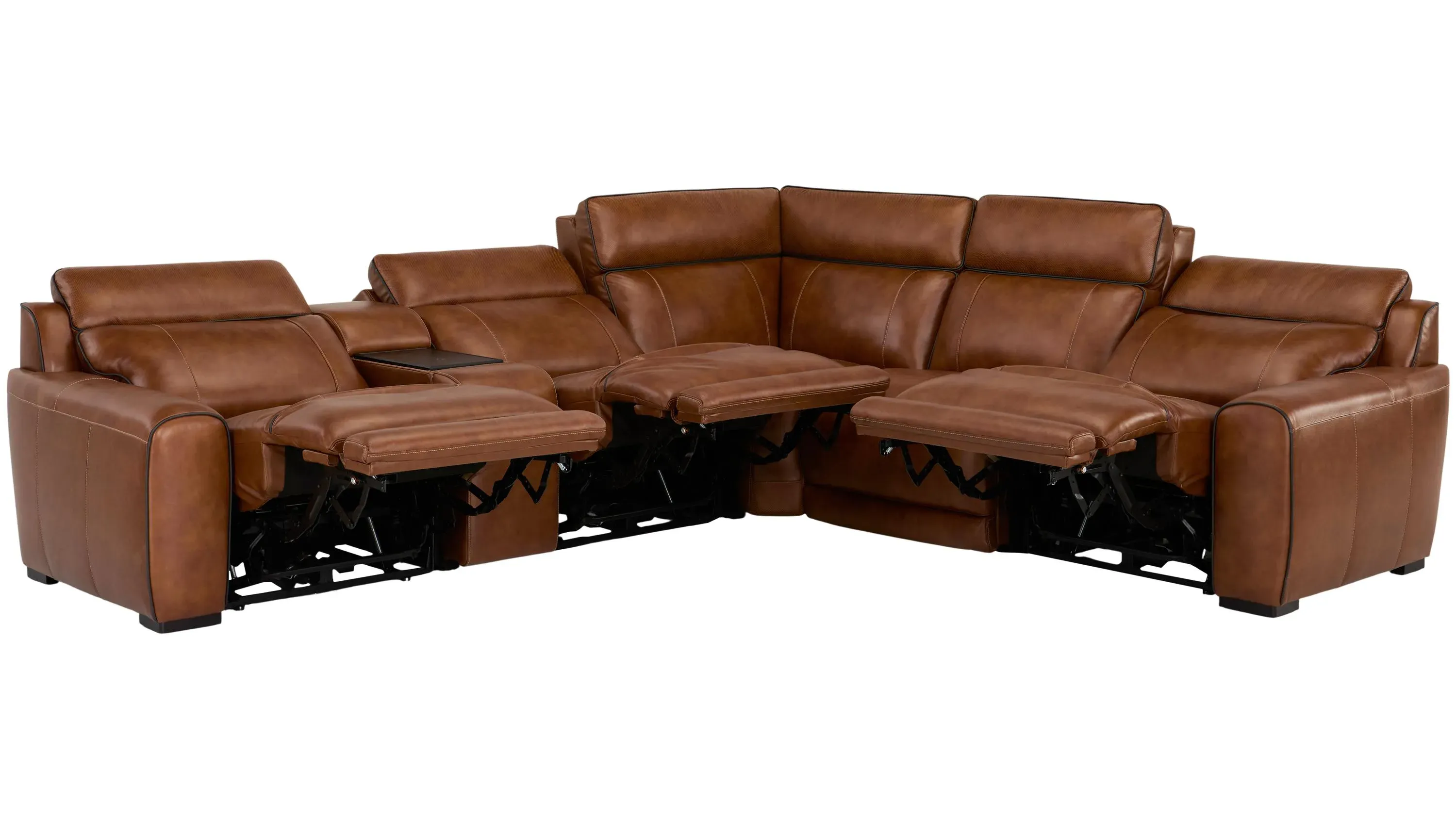 Titan 6-pc. Triple Power Leather Sectional w/ Immersive