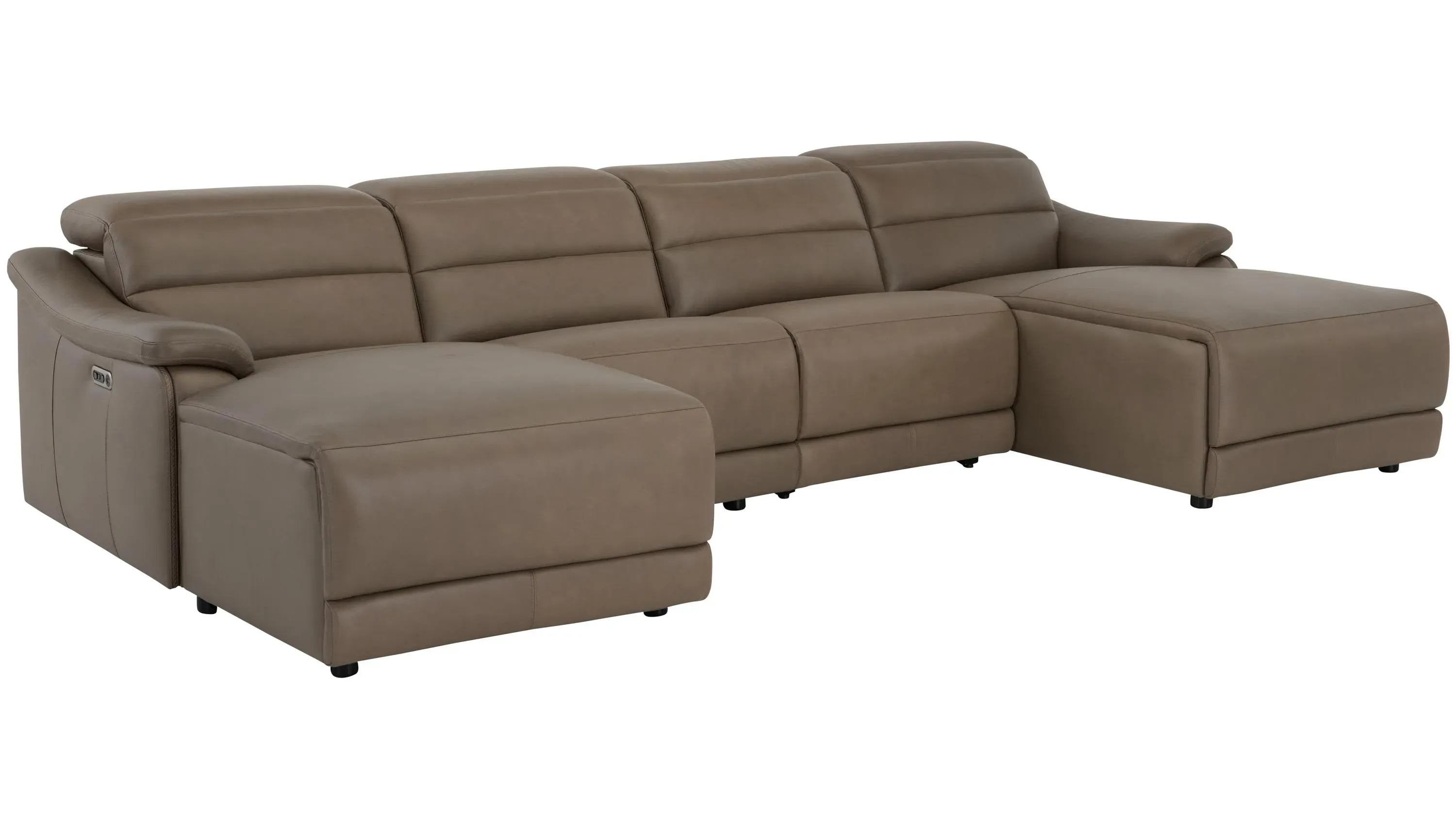 Tucker 4-pc. Triple Power Leather Sectional | Raymour & Flanigan