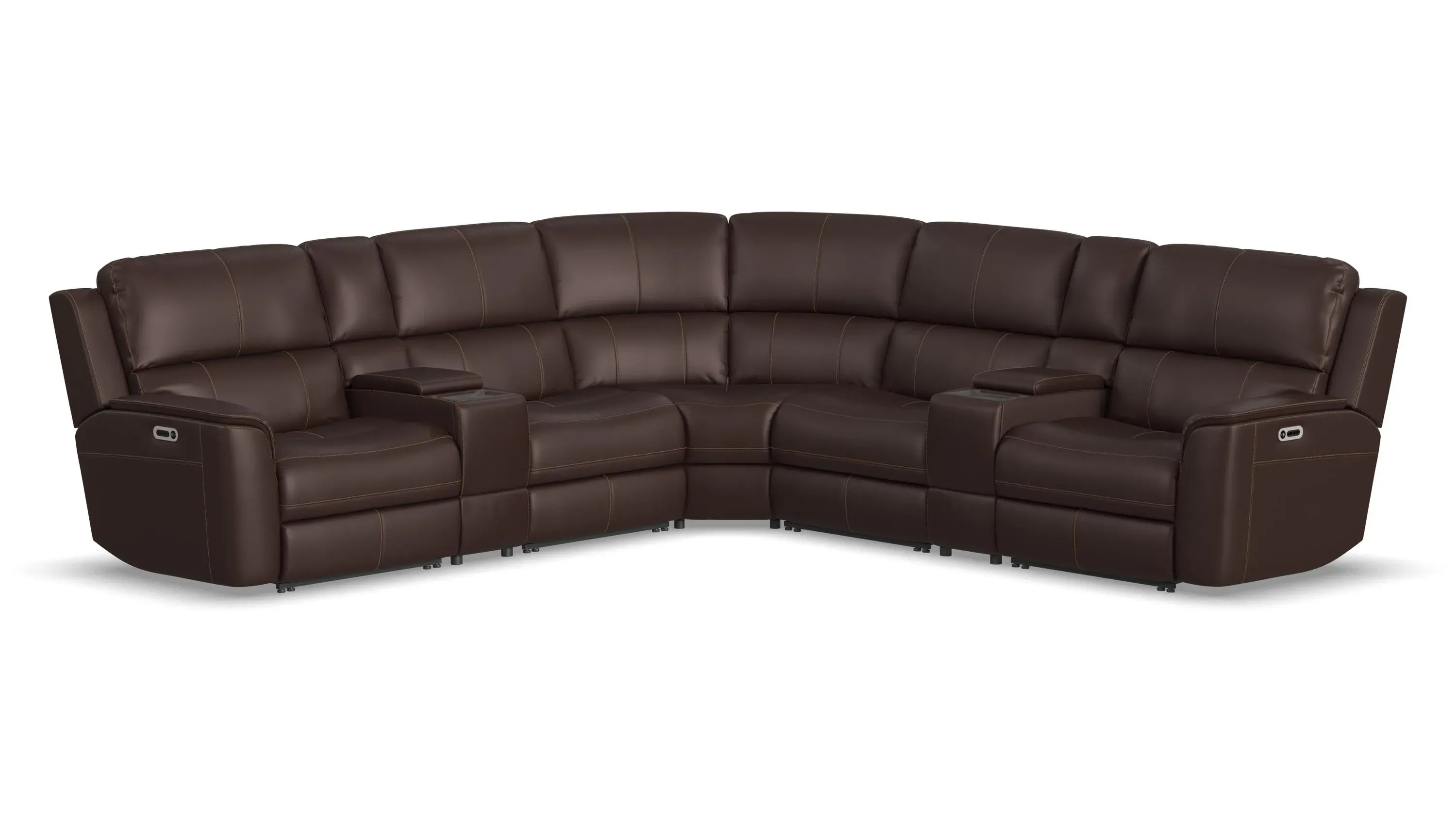 Henrick 7-pc. Triple Power Leather Sectional | Raymour & Flanigan