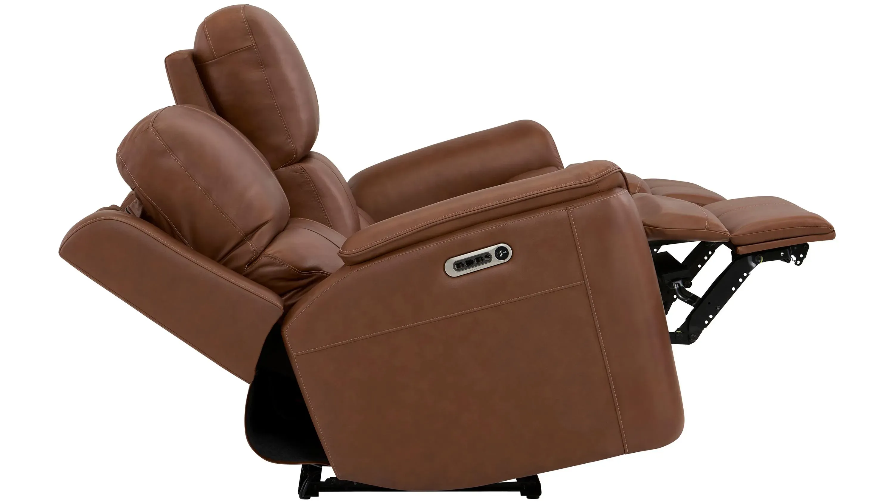 Henrick Triple Power Leather Sofa w/ Drop Down Table | Raymour