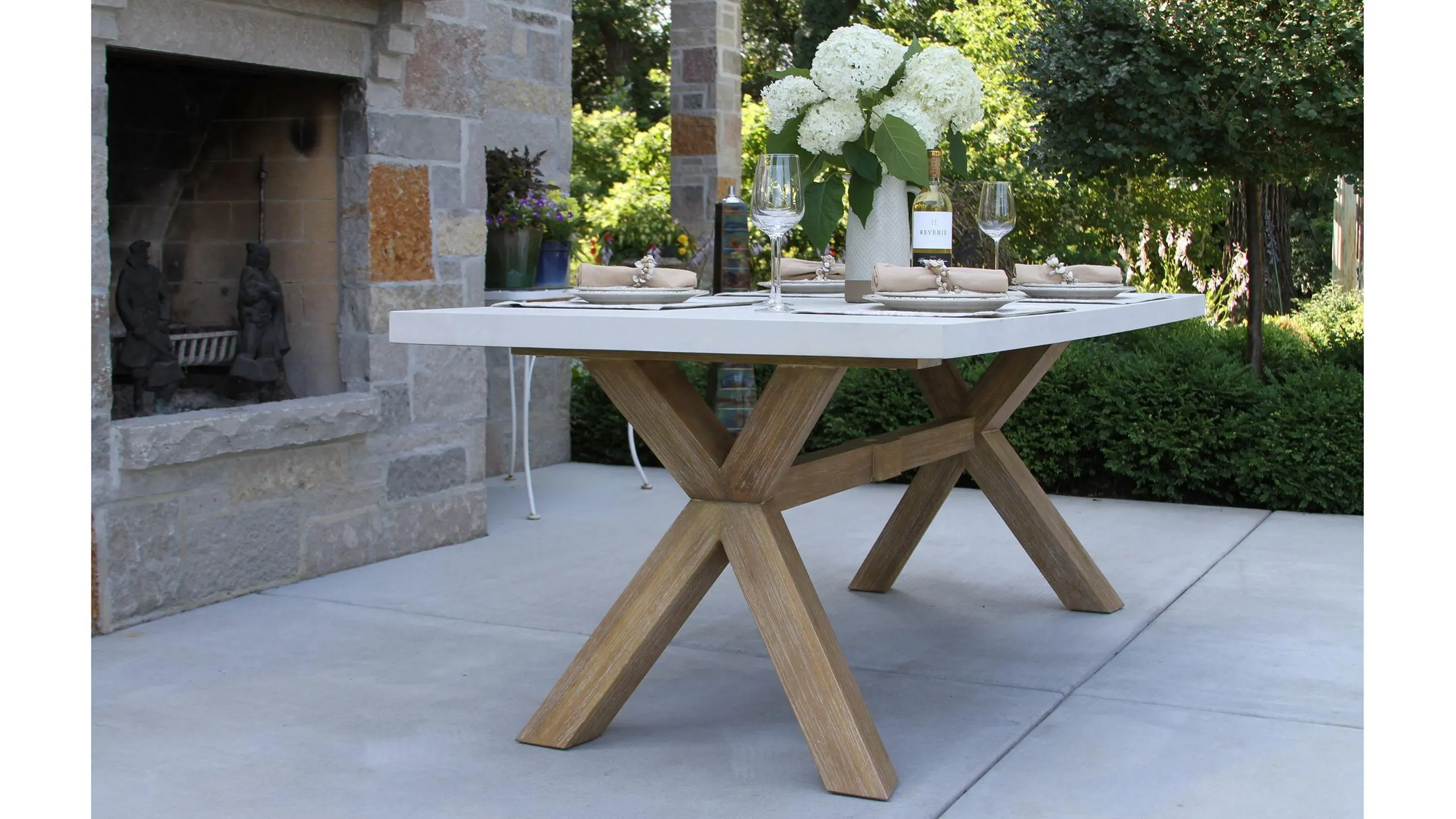 Nautical 6 pc. Wicker and Eucalyptus Rectangle Outdoor Dining Set Raymour Flanigan