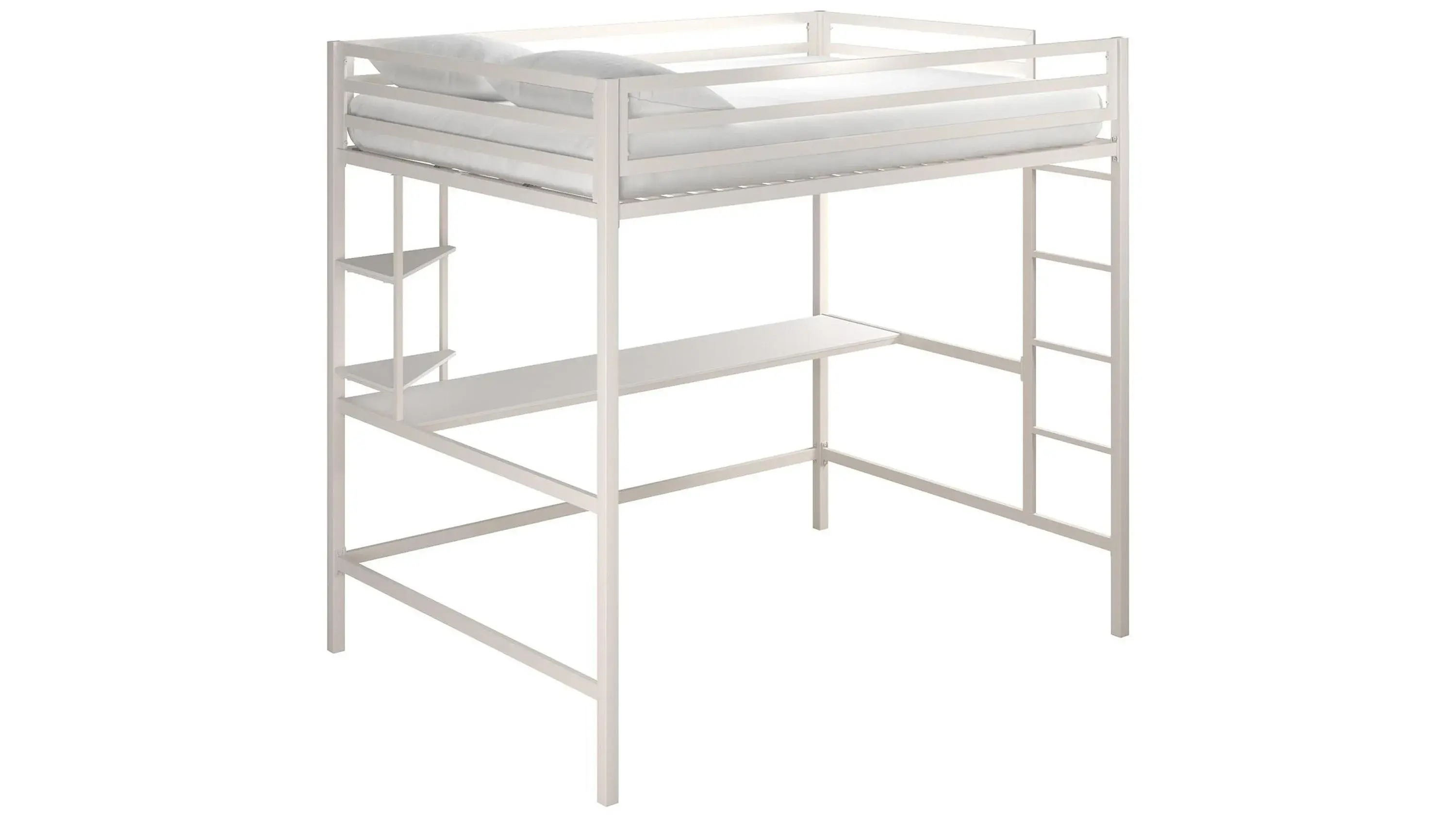 Novogratz Maxwell Metal Twin Loft Bed with Desk and Shelves - Thumbnail 5