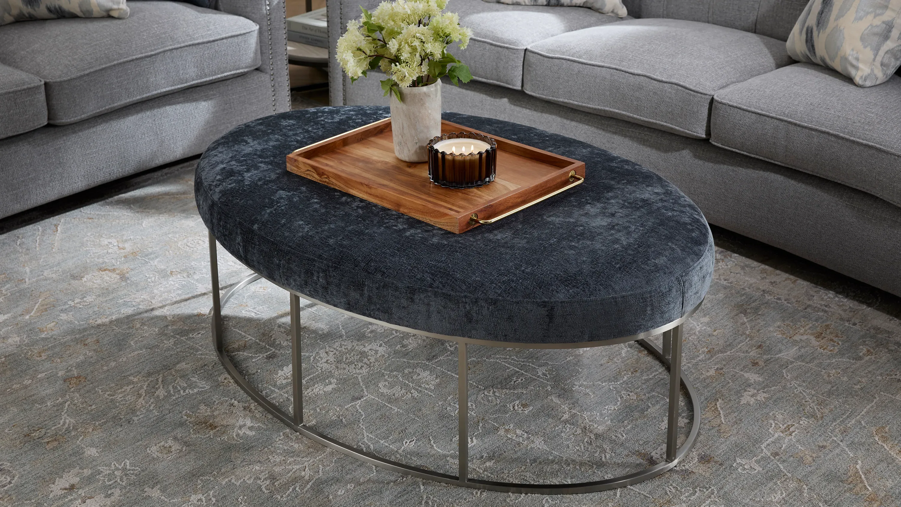 Celia Oval Cocktail Ottoman | Raymour & Flanigan