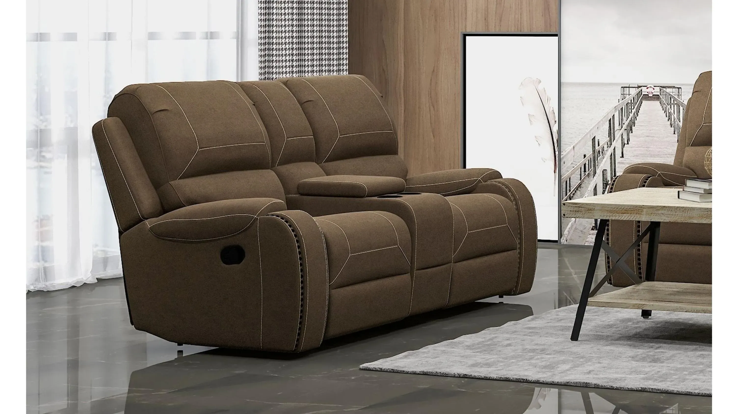 Adrian Reclining Glider Console Loveseat | Raymour & Flanigan