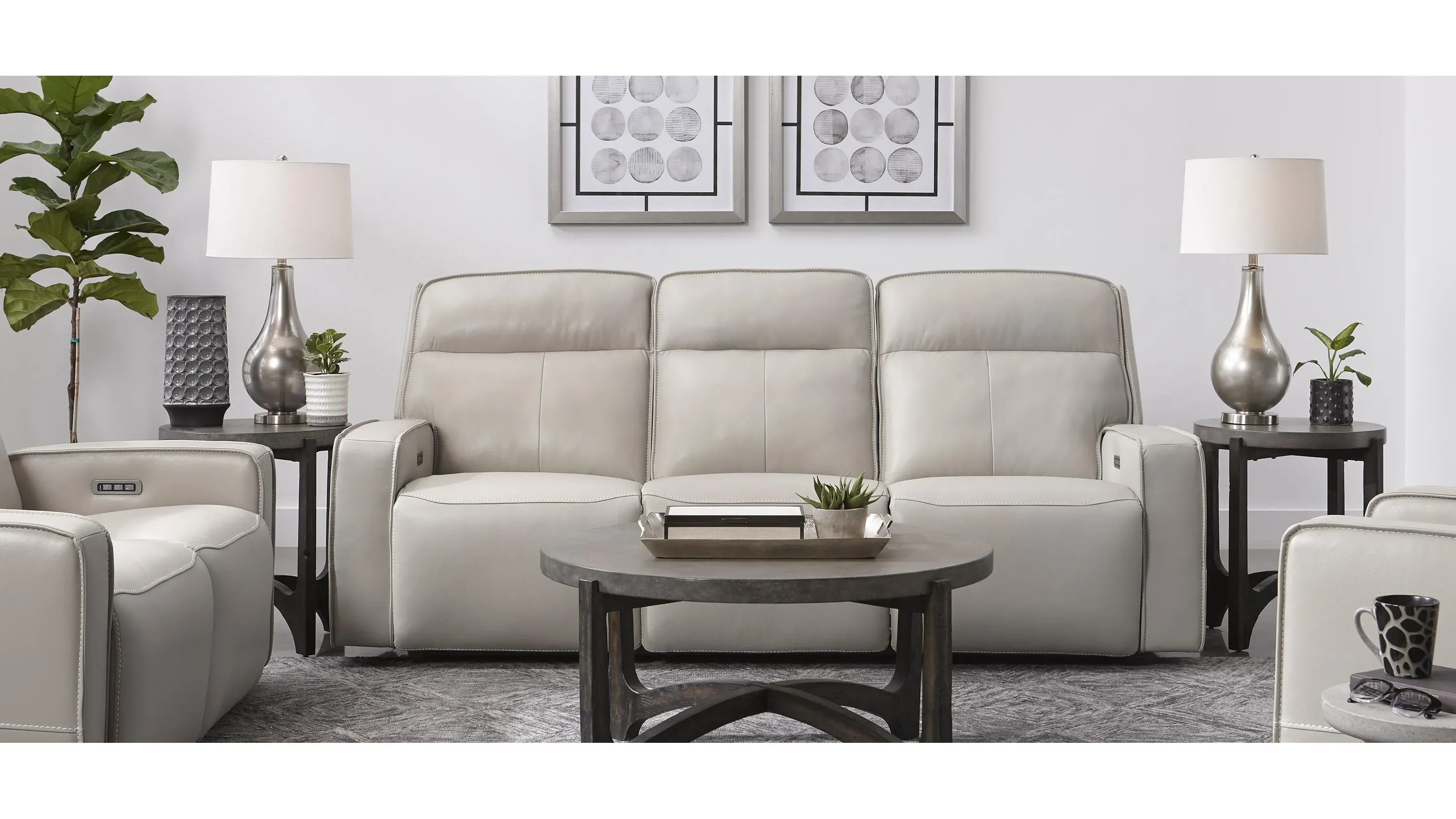 Beckett Power Sofa with Power Headrest and Power Lumbar Ivory Product_Image_Carousel