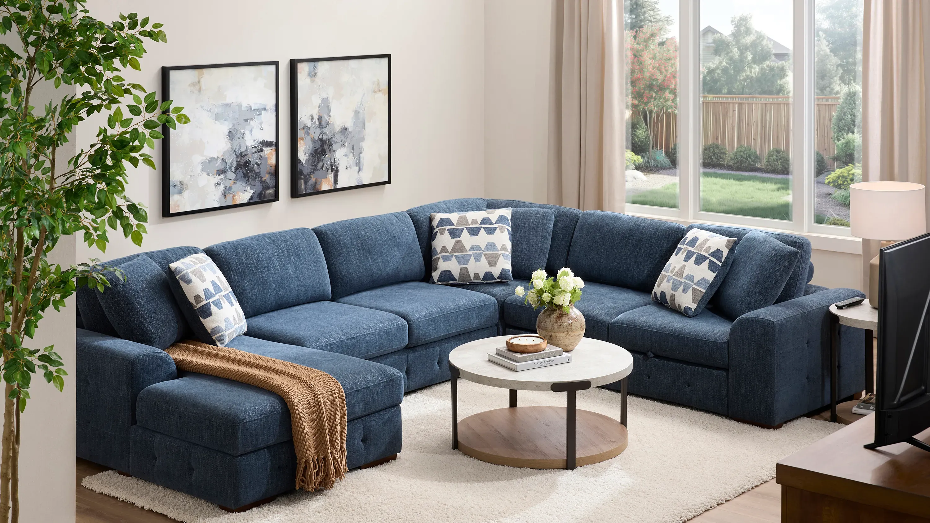 Dolman 4 pc. Sectional with Pop-Up Sleeper | Raymour & Flanigan