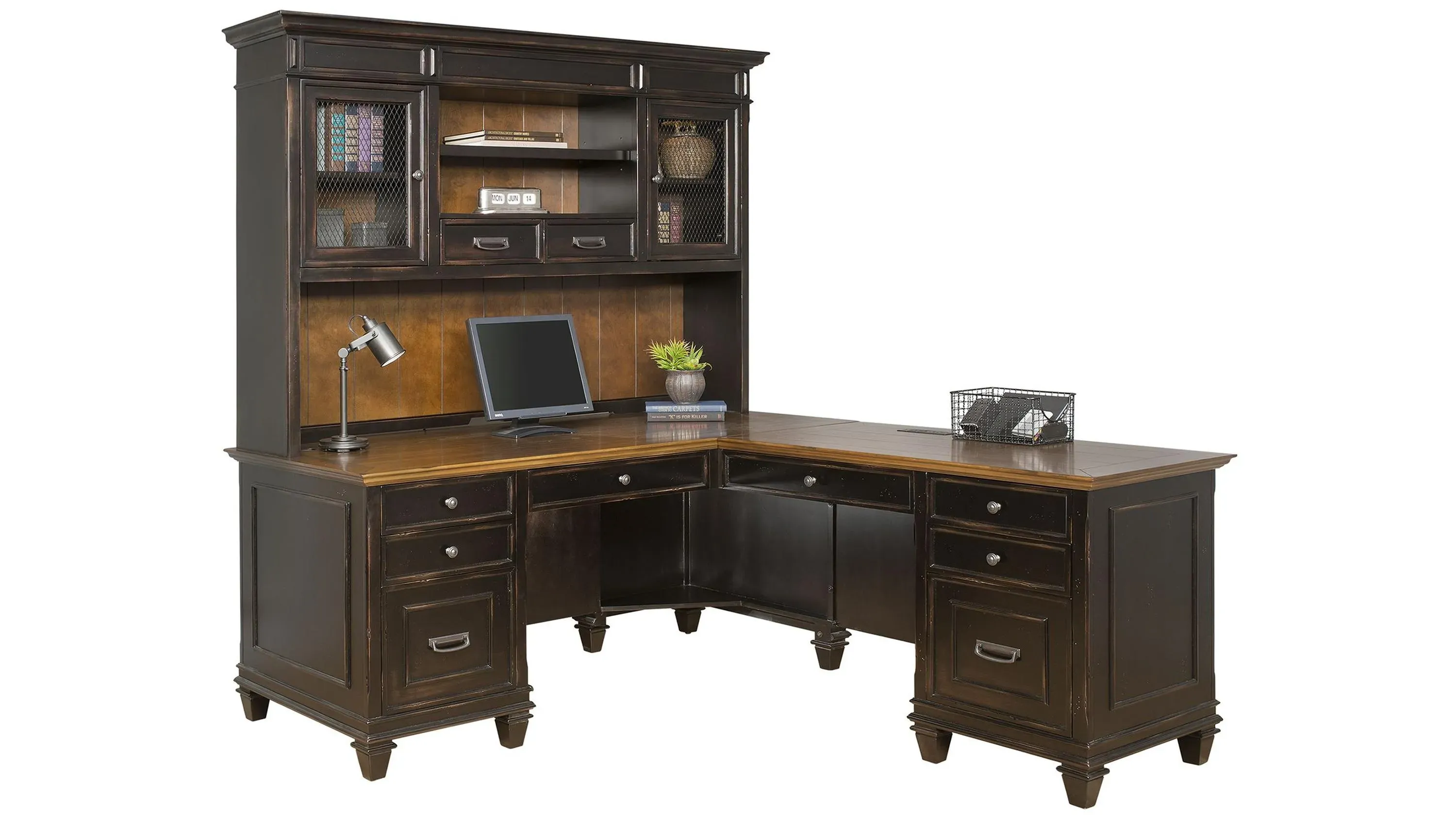 Hartford Executive L-Desk w/ Hutch | Raymour & Flanigan