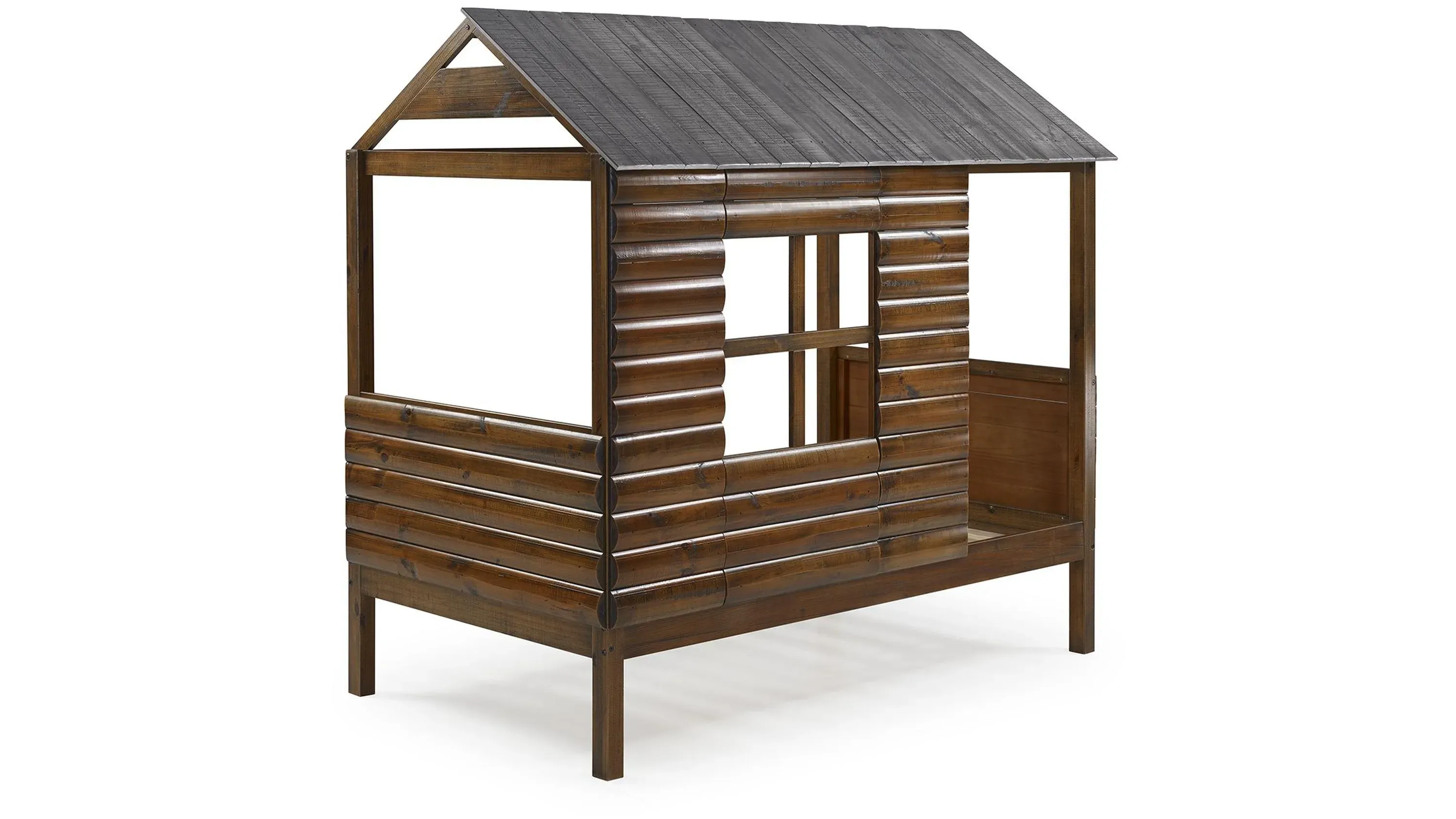 Log Cabin Low Loft Bed with Twin Trundle