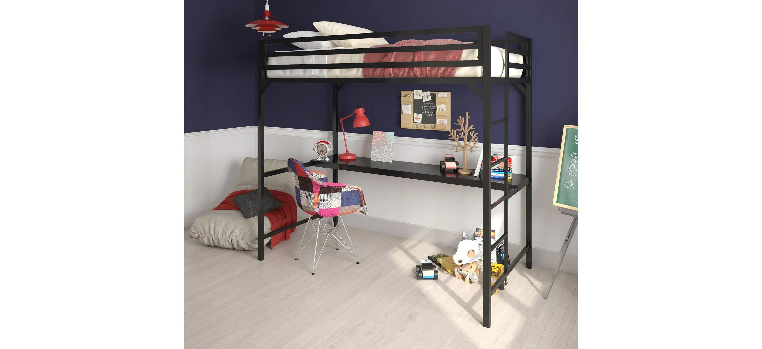 Atwater Living Mason Twin Loft Bed with Desk