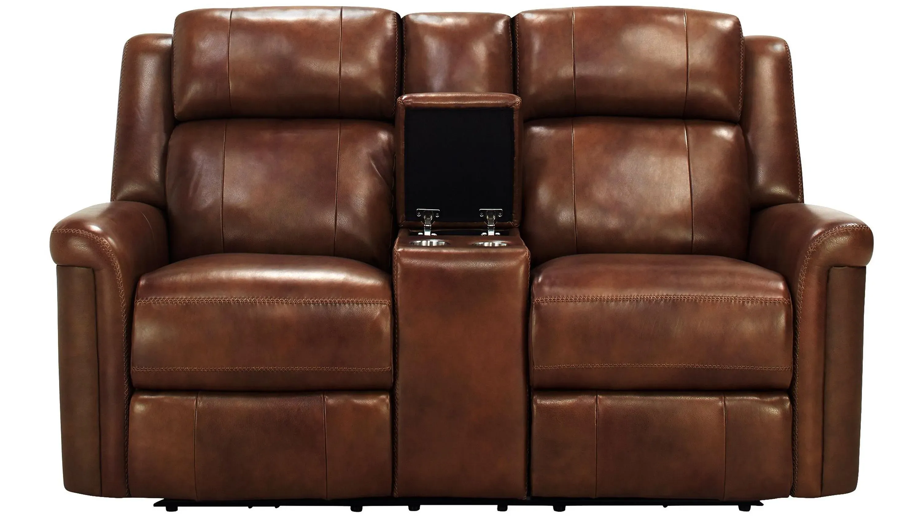 Richfield Leather Power Console Loveseat with Power Headrest and Lumbar