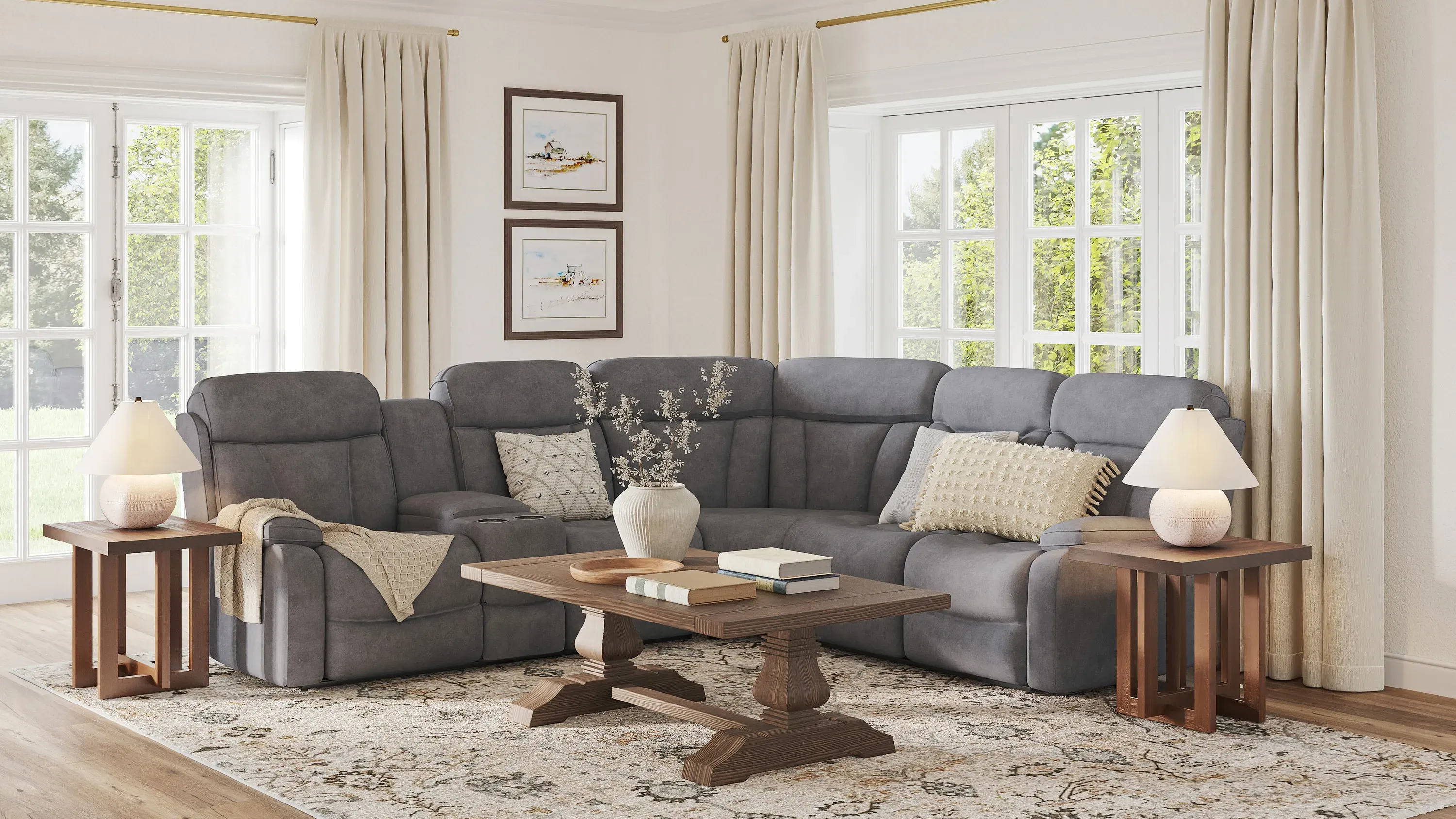 Connell 3-pc. Power-Reclining Sectional Sofa w/ Heat and Massage