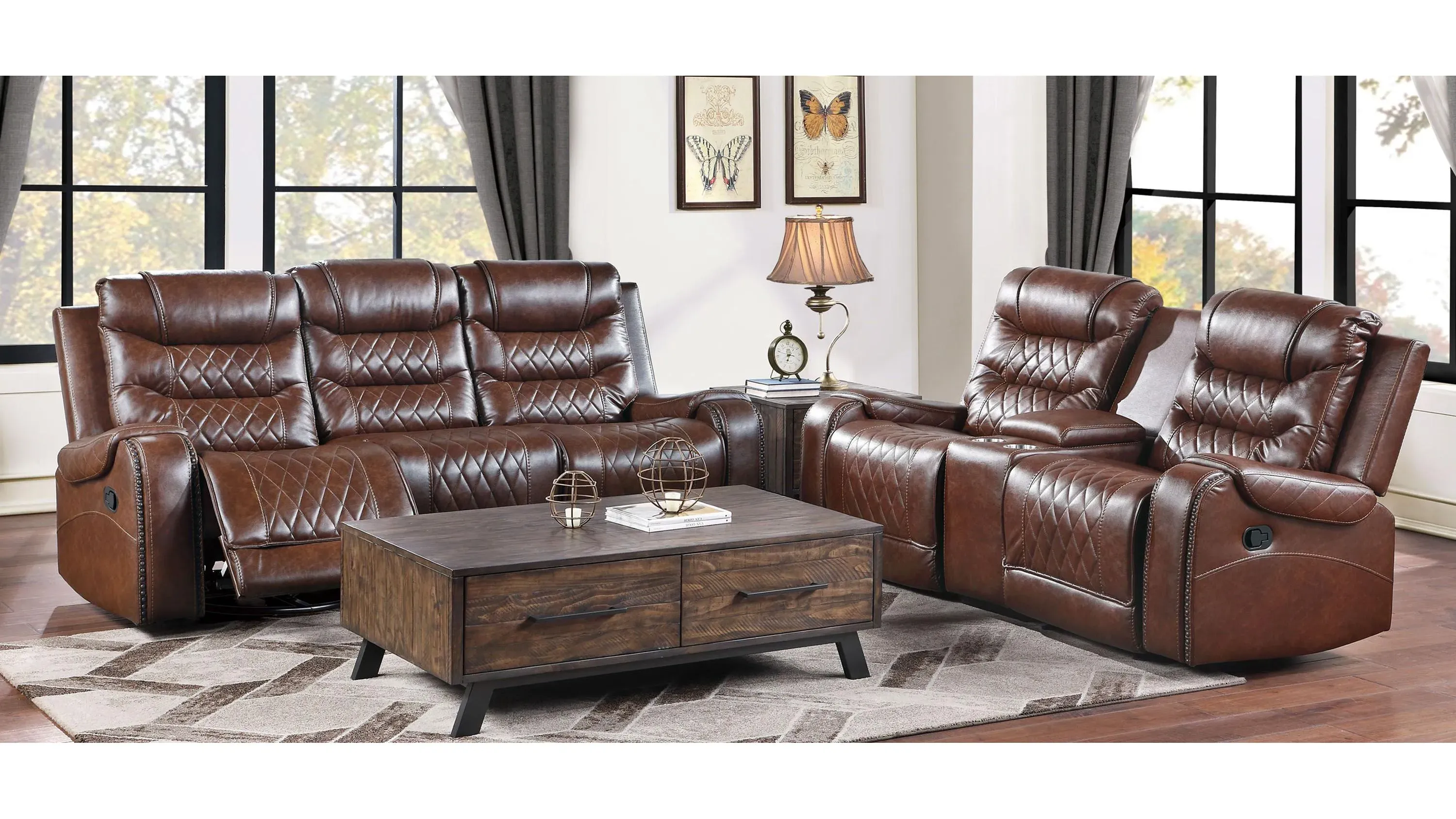 Greenway Double Glider Reclining Console Loveseat w/ USB | Raymour