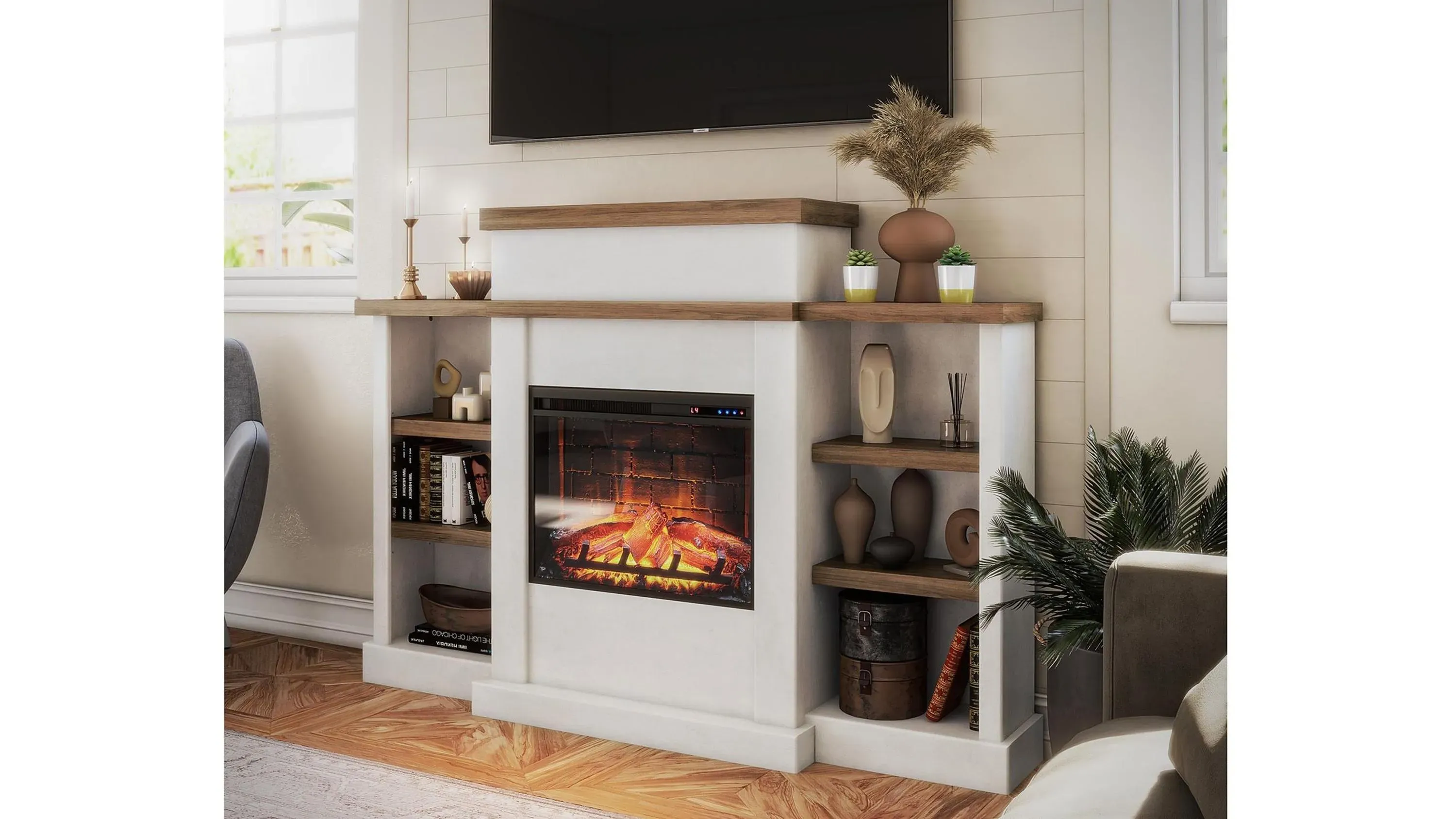 Gateswood Electric Fireplace w/ Bookcase