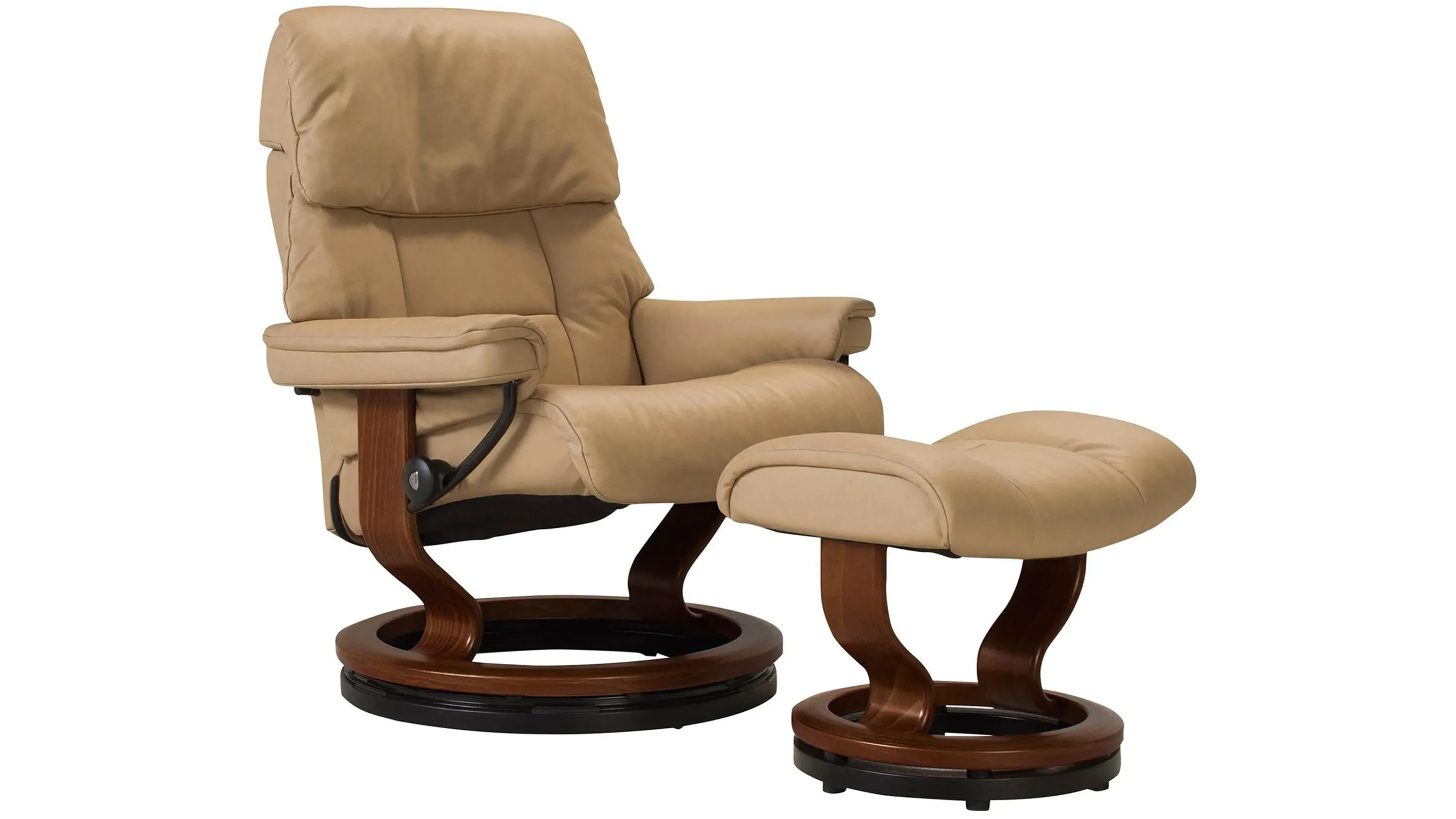 Stressless Ruby Large Leather Reclining Chair and Ottoman w/ Rings