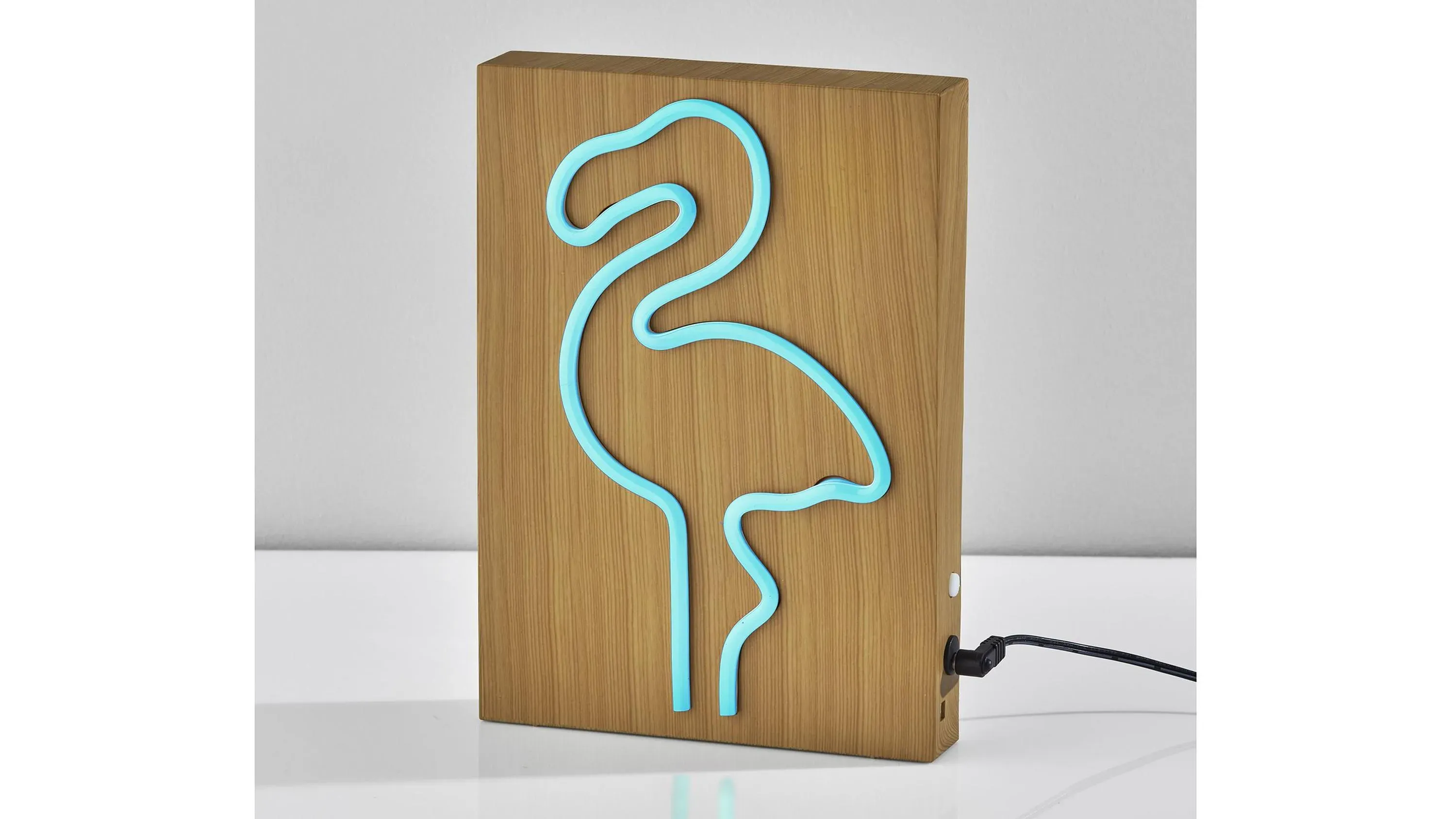 Wood Framed Neon Flamingo Table/Wall Lamp | Raymour & Flanigan