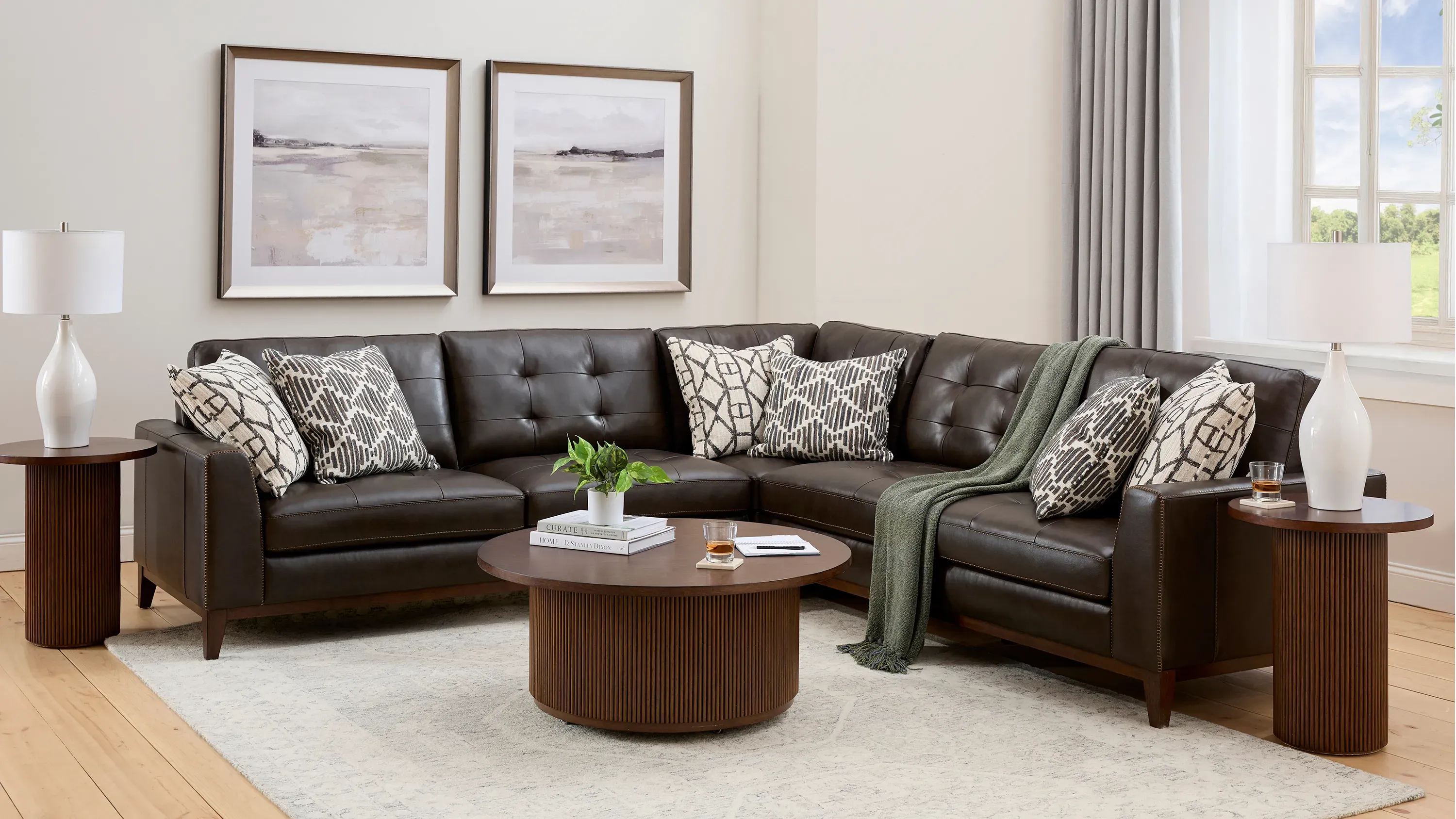Wheaton Leather 3-pc. Sectional | Raymour & Flanigan
