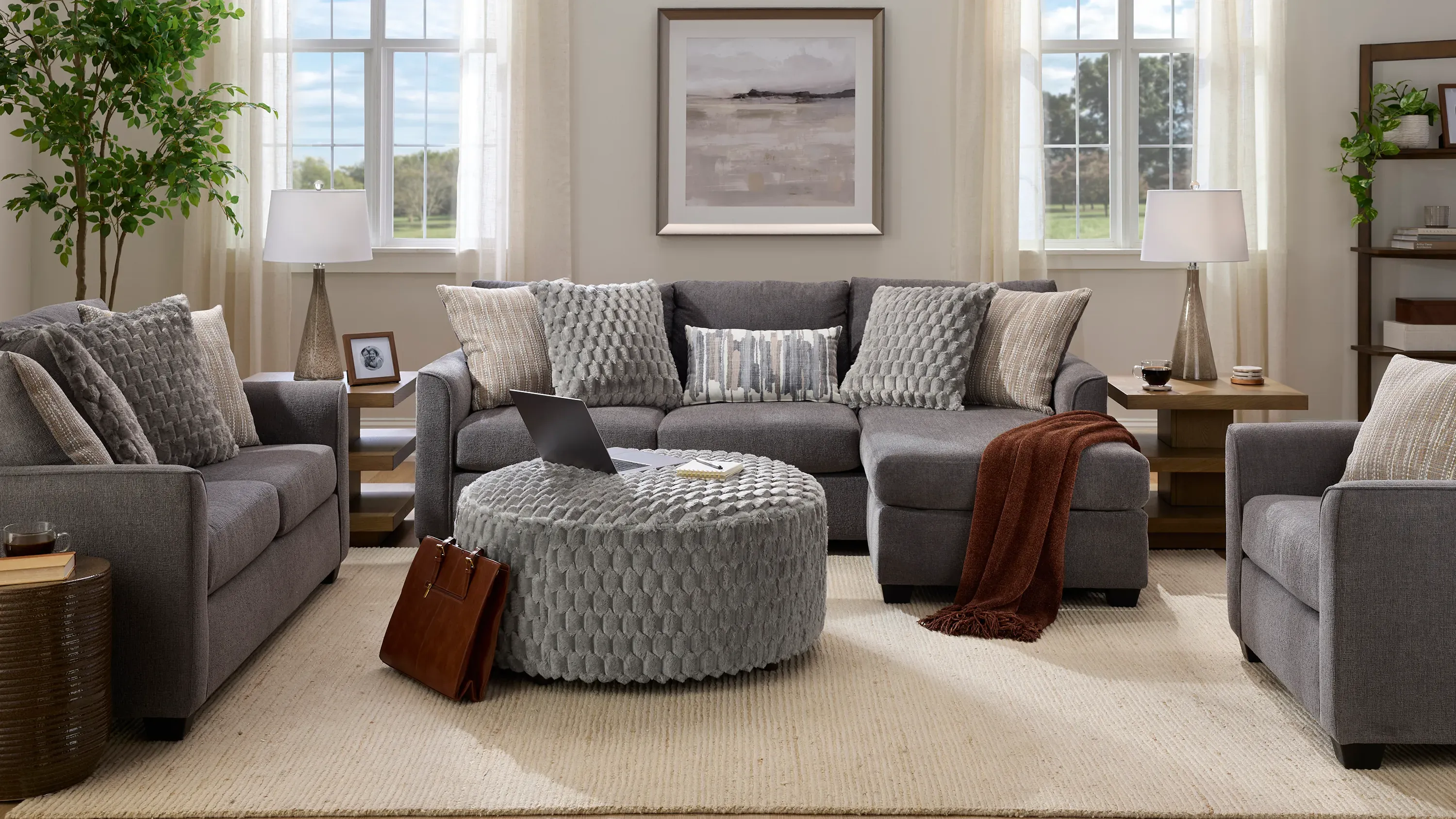 Kendall Reversible Sofa Chaise w/ Drop Down Table | Raymour & Flanigan