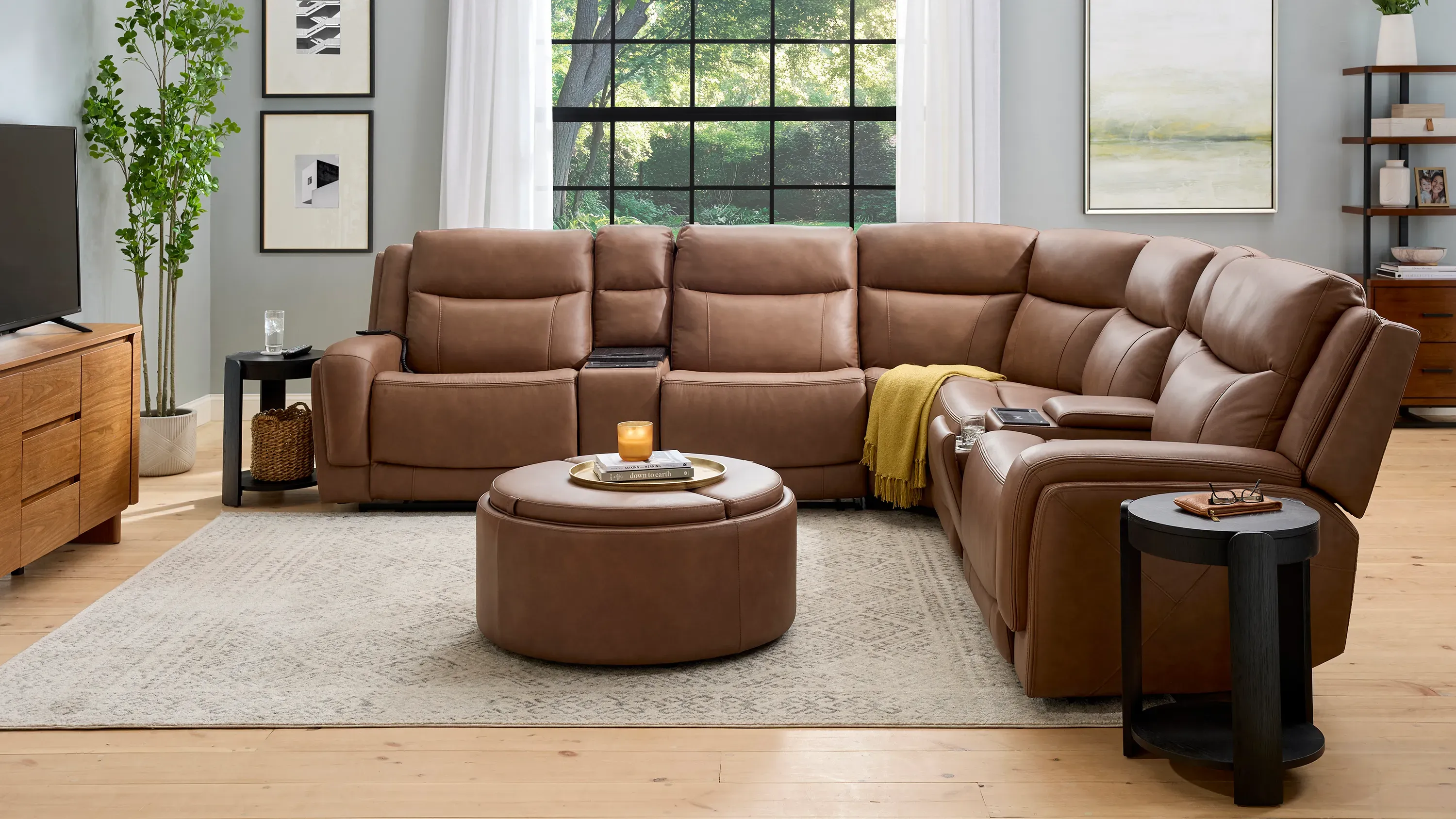 Harbin 7-pc. Zero Gravity Triple Power Sectional w/ Cooler Console