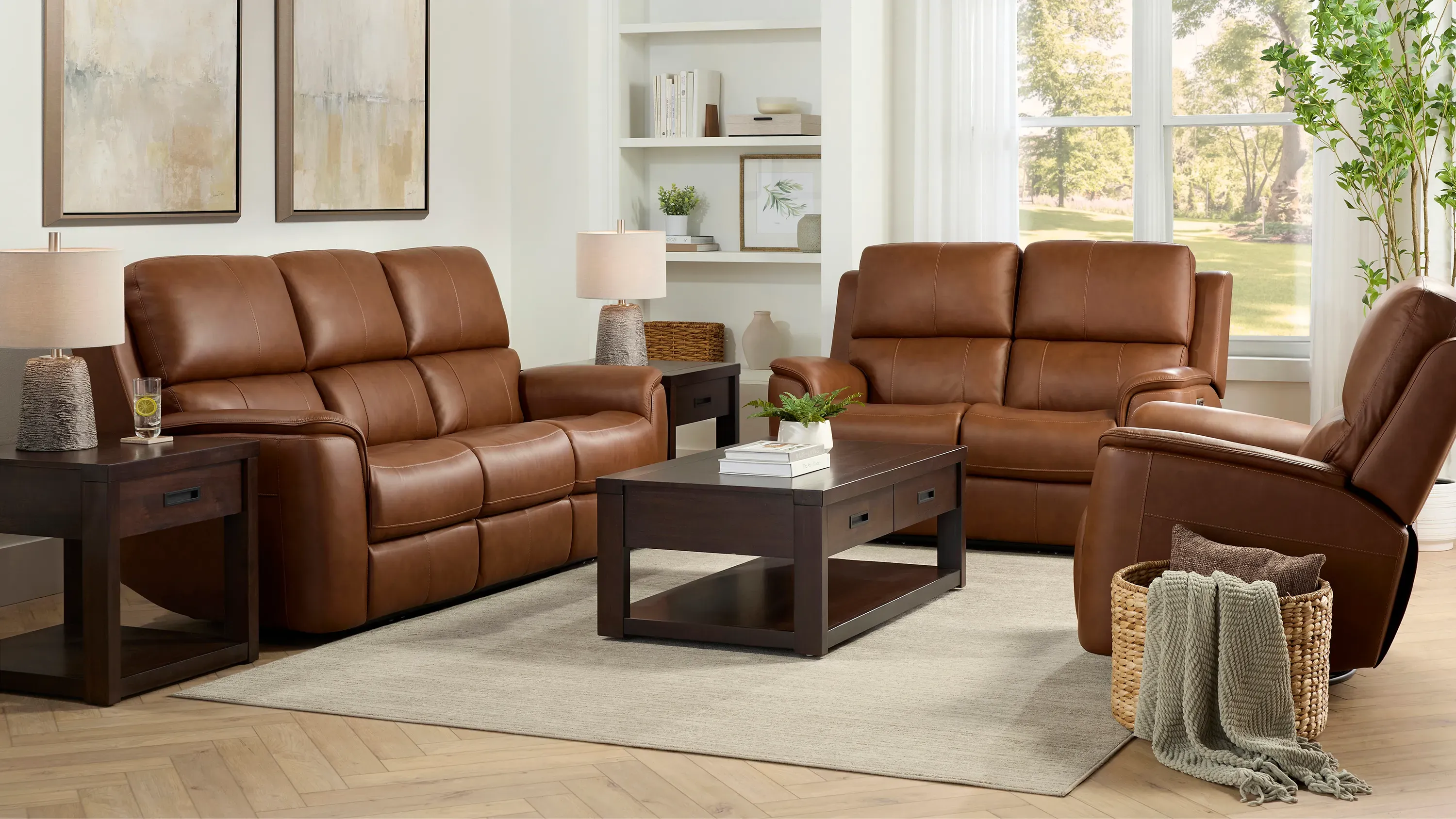 Henrick Triple Power Leather Swivel Glider Recliner | Raymour