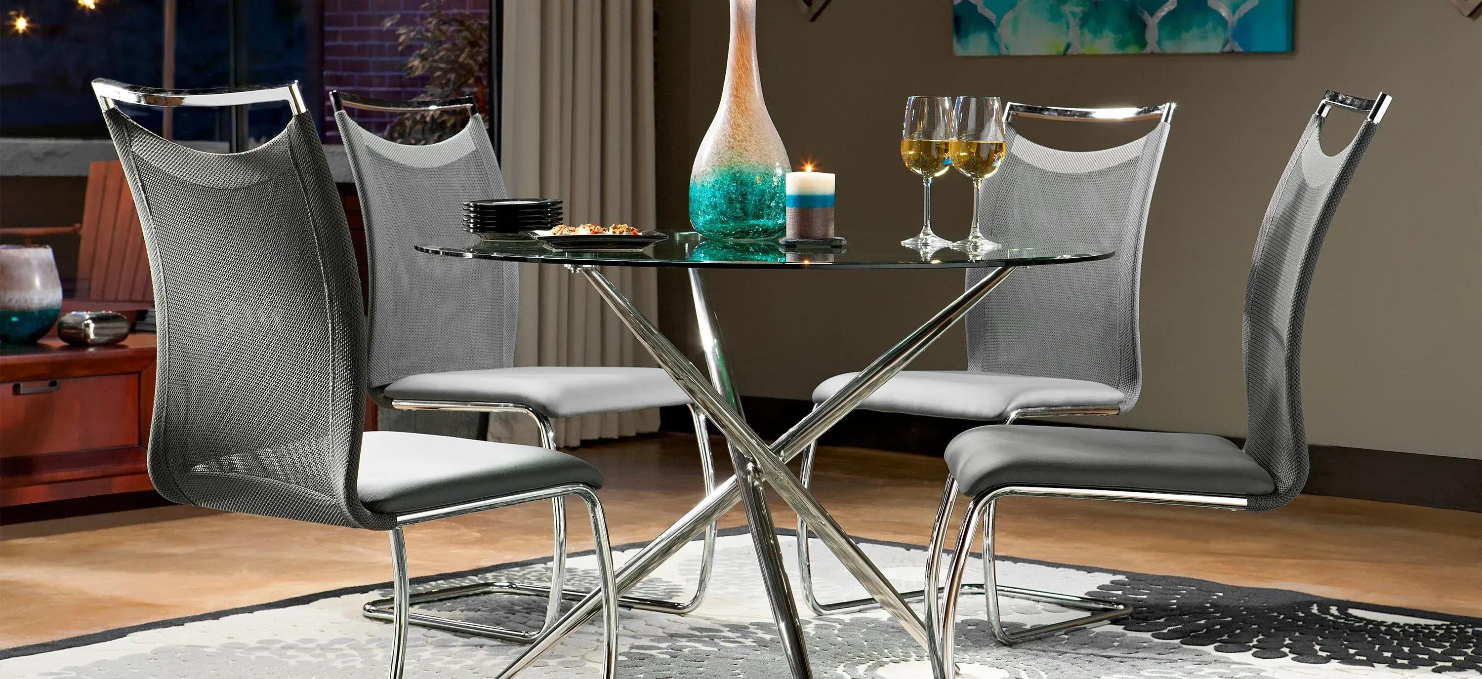 Nico 5 pc. Glass Dining Set Raymour Flanigan
