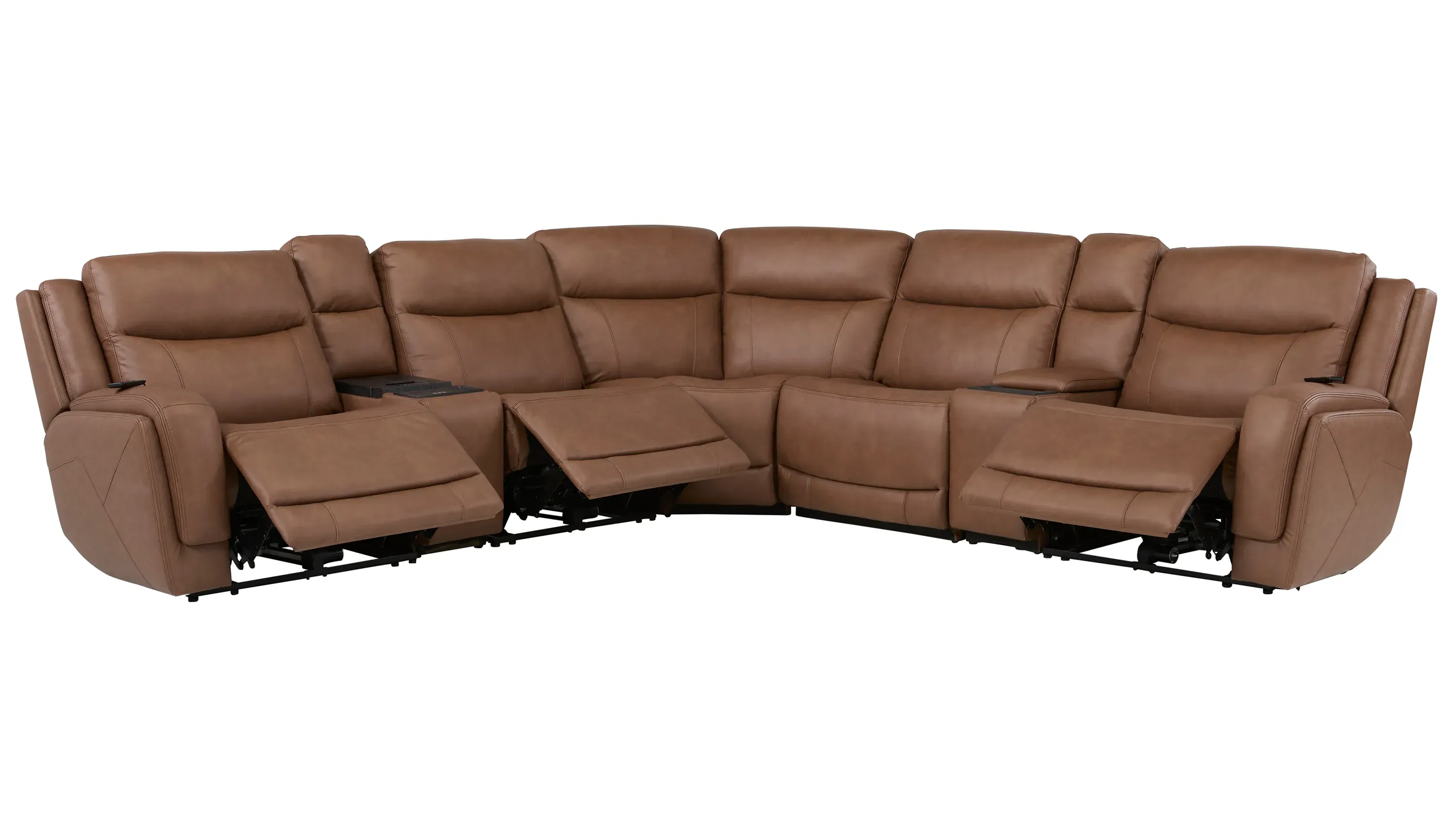 Harbin 7-pc. Leather Triple Power Sectional w/ Cooler Console
