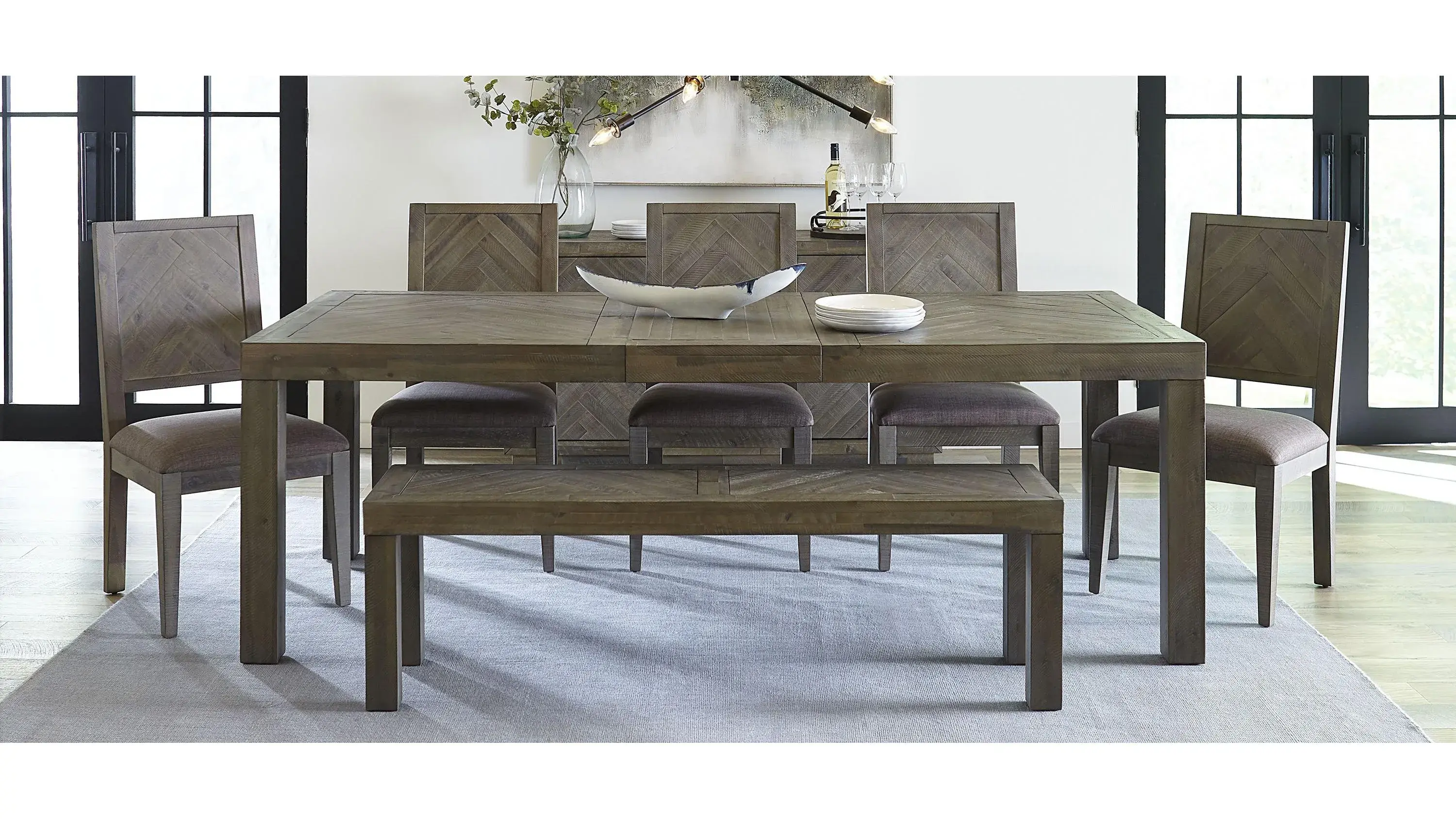 Herringbone Dining Table w/ Leaf