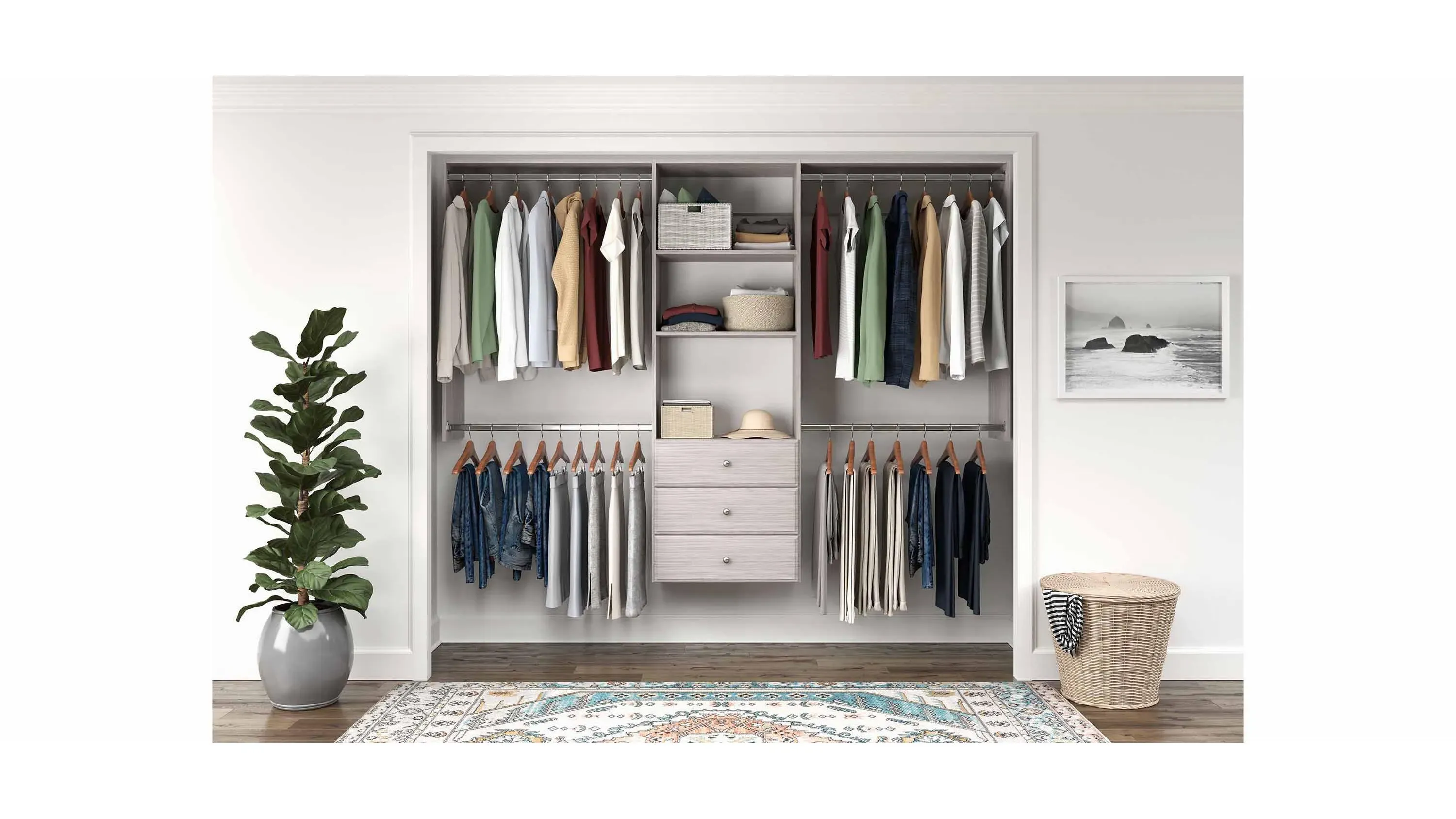 Allen Deluxe Pro Closet Kit with Drawers | Raymour & Flanigan