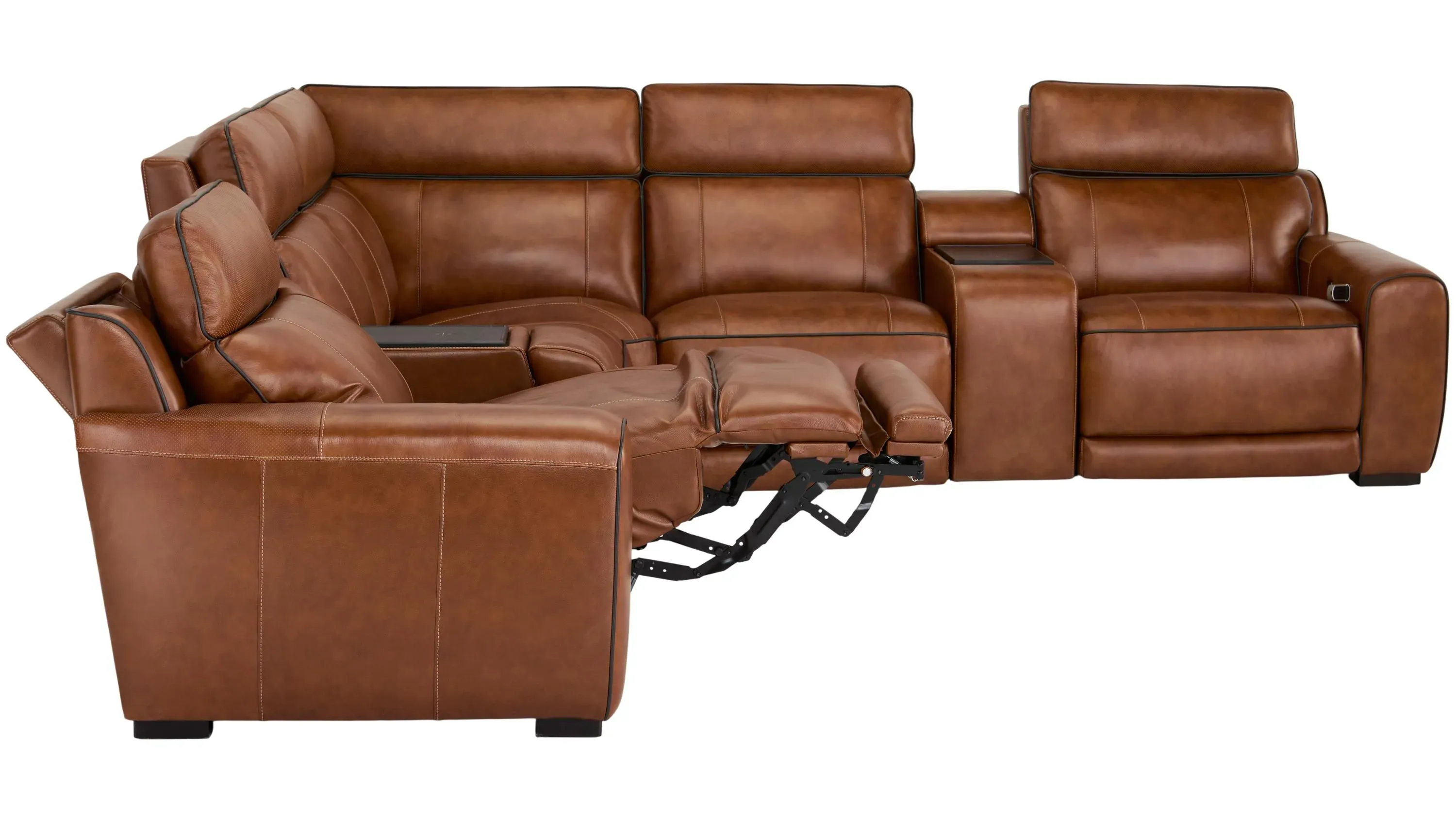 Titan 7-pc. Triple Power Leather Sectional w/ Immersive