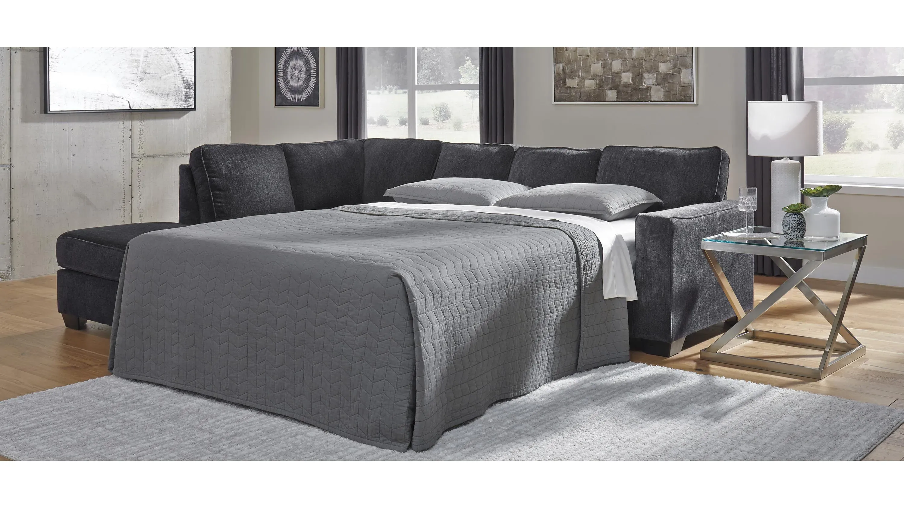 fuwaleフワレ様　anuansチャコール2 Adelson Chenille 2-pc. Sectional | Raymour & Flanigan