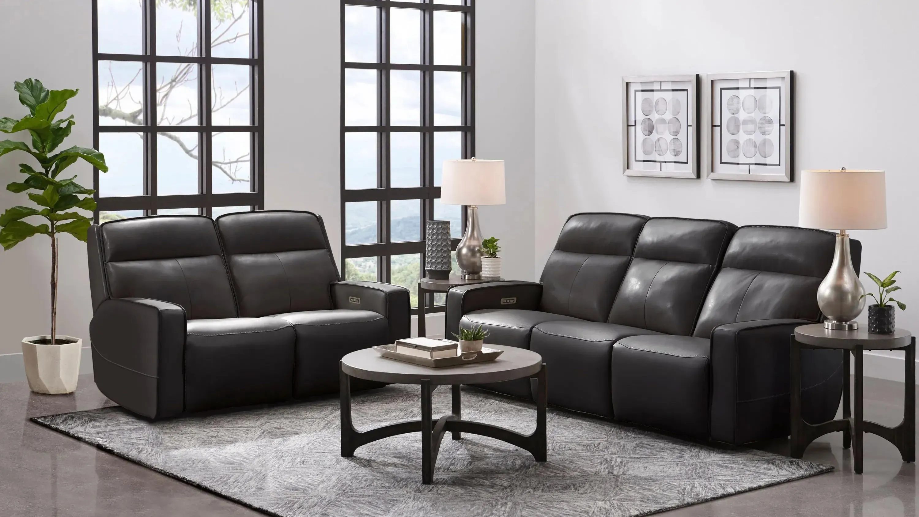 Beckett Power Loveseat w/ Power Headrest and Power Lumbar
