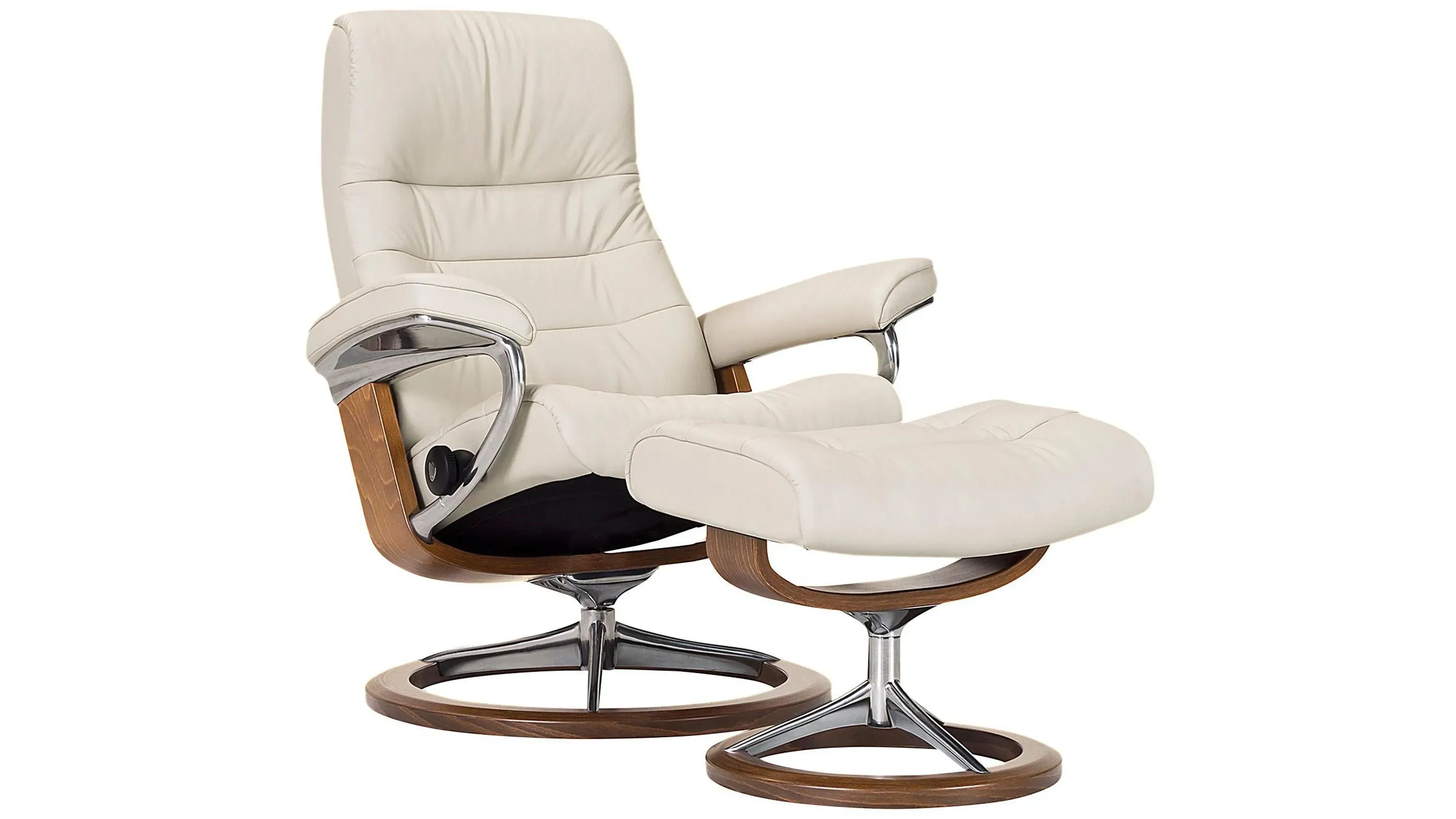 Stressless Opal Medium Leather Reclining Chair and Ottoman