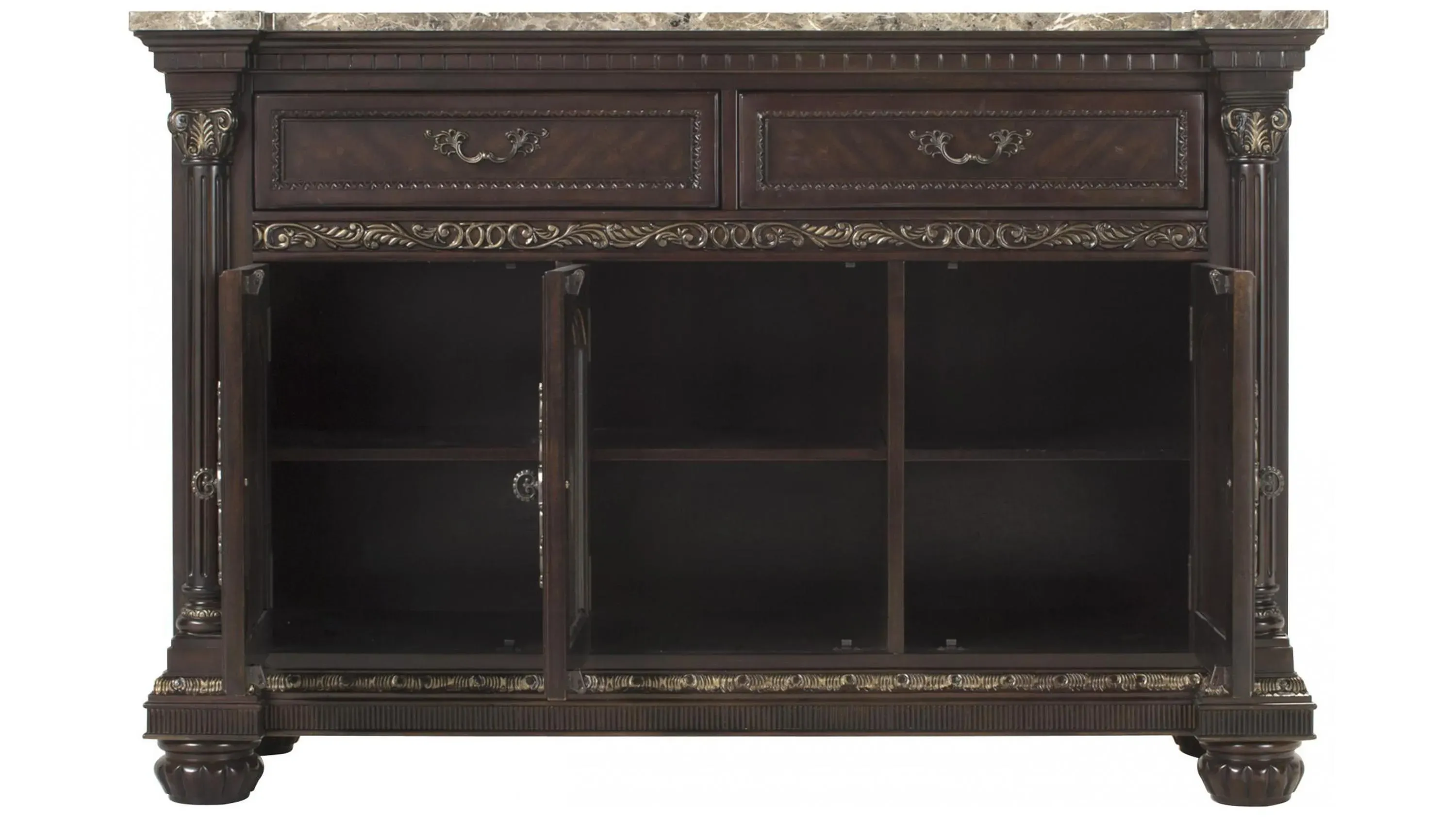 Homelegance Russian Hill Cherry Faux Marble Top Server