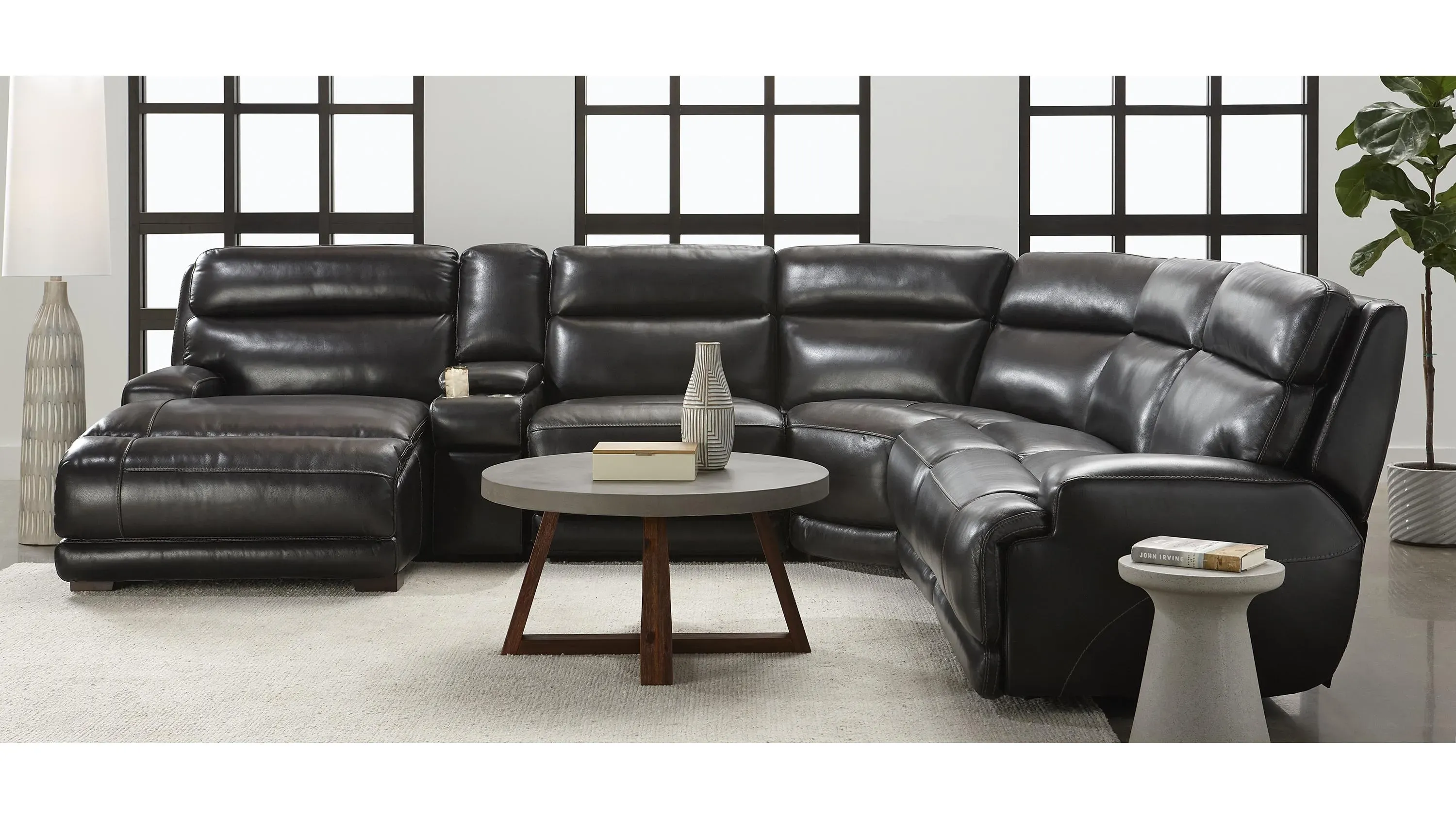 Tompkins Leather Left Arm Facing Chaise