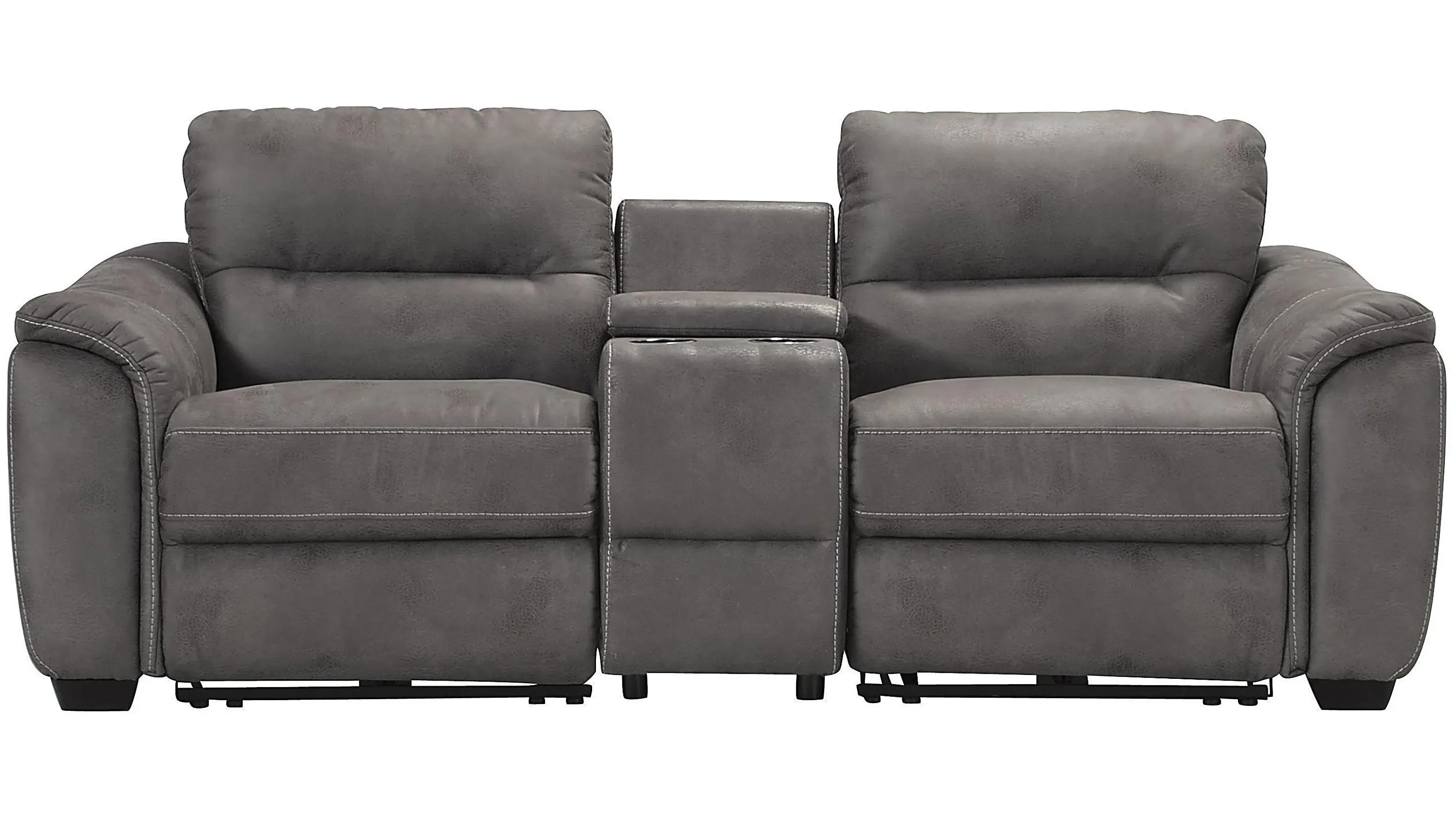Rockland Microfiber 3-pc. Power Console Loveseat | Raymour & Flanigan