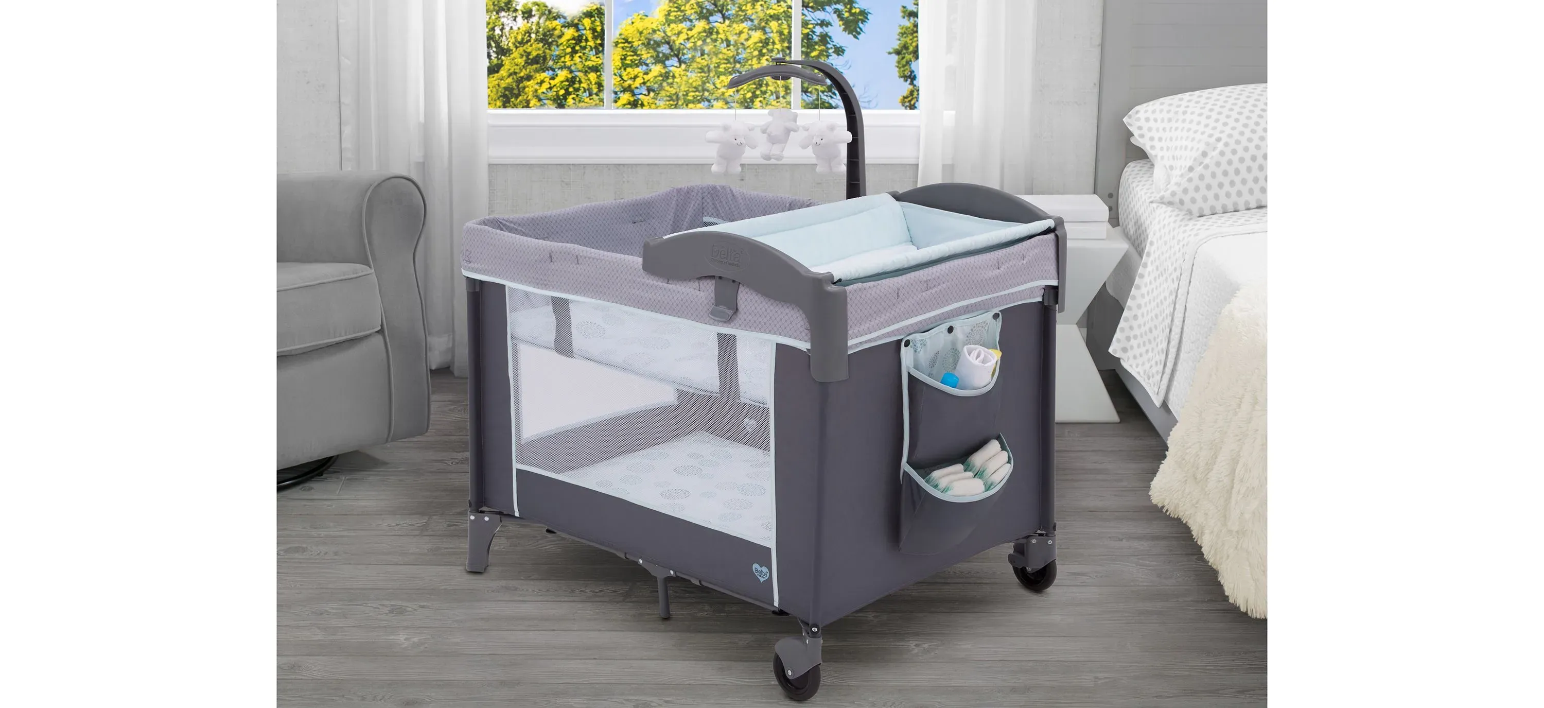 Delta Children LX Deluxe Play Yard Gray