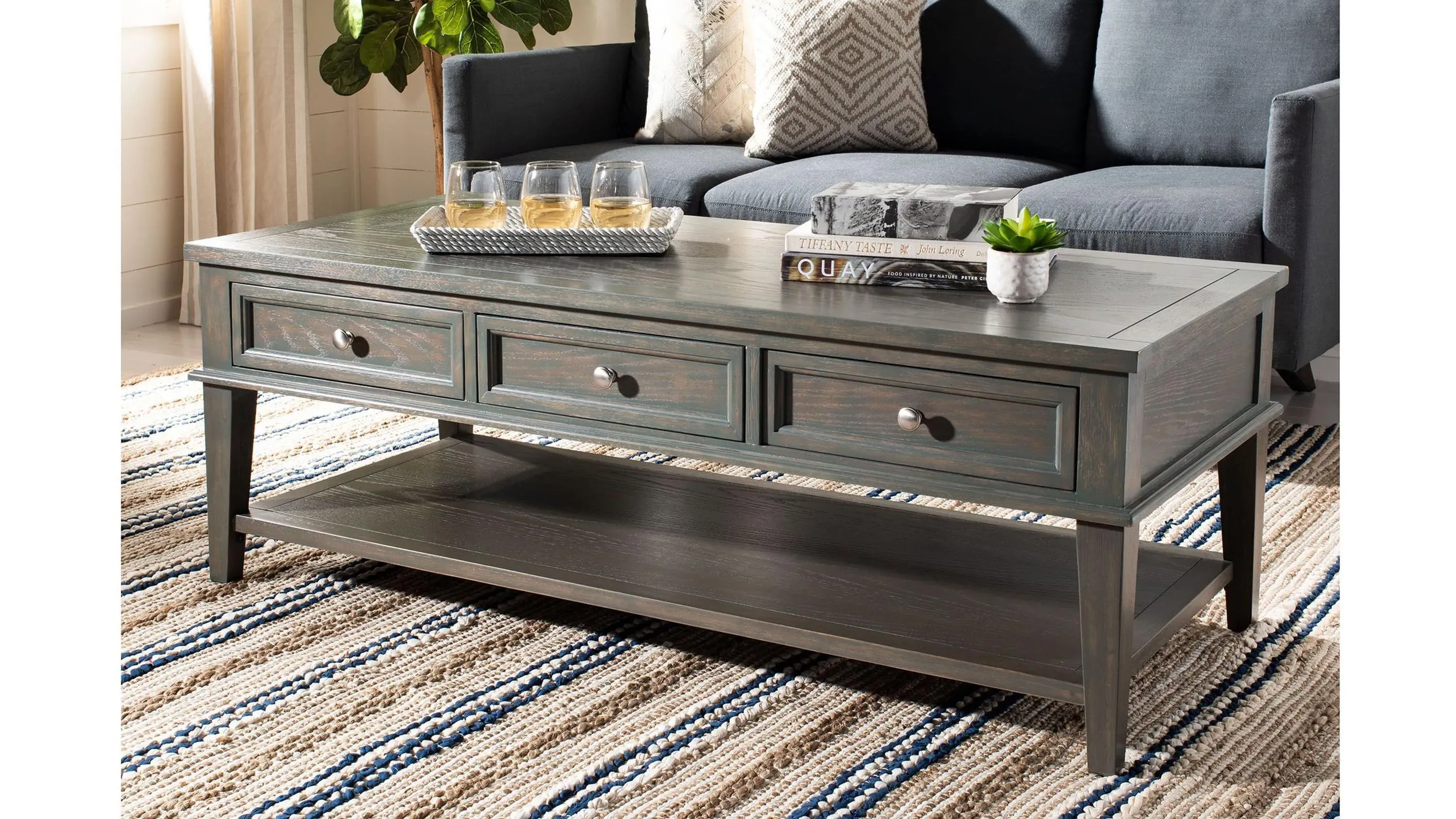 サイドテーブル・ナイトテーブル・ローテーブル ACME furniture brooks coffee table Coaster Brooks 3-piece Occasional Table Set with Lower Shelf
