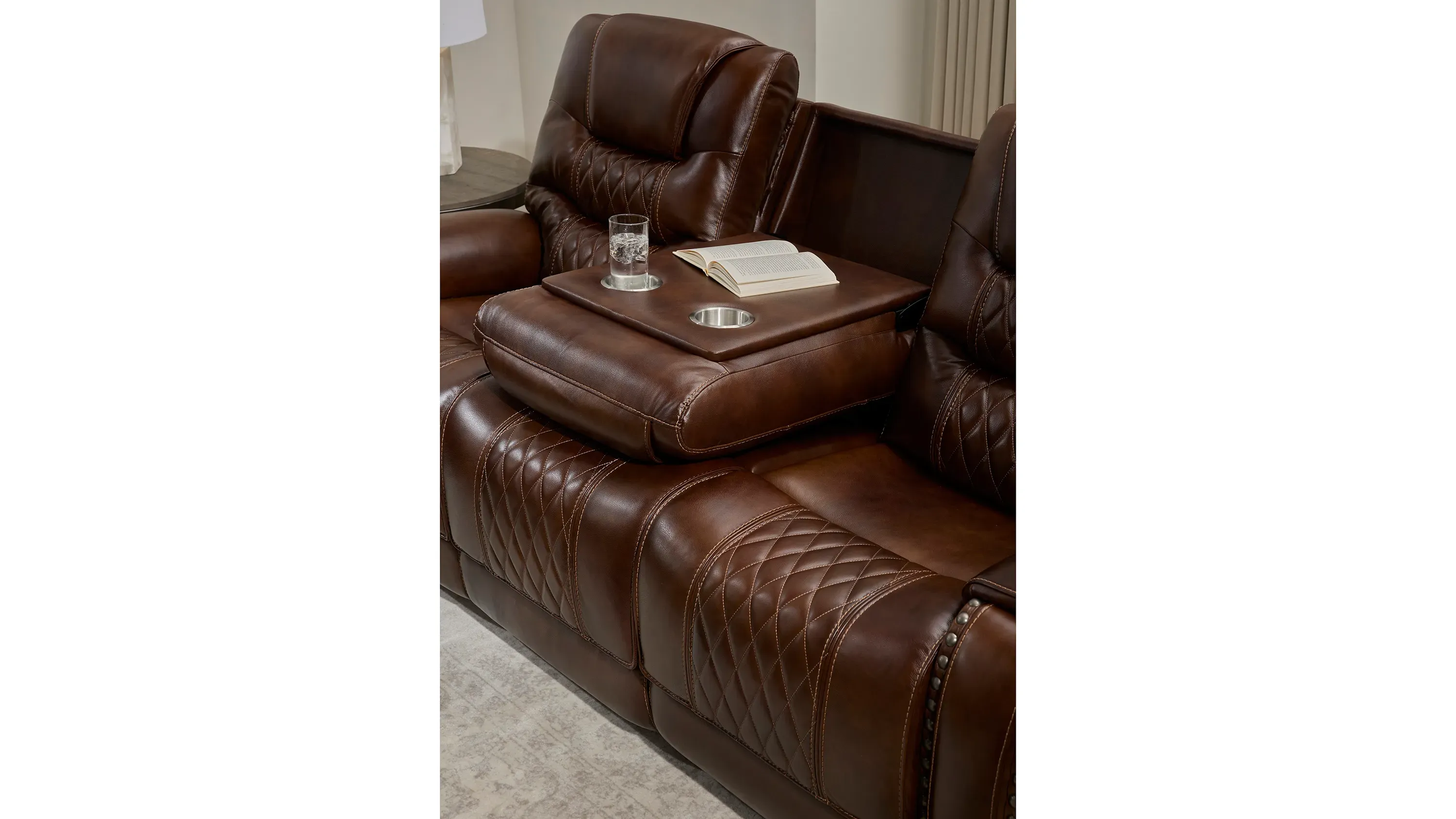 Ballard Power Sofa w/Power Headrest and Drop Down Table | Raymour