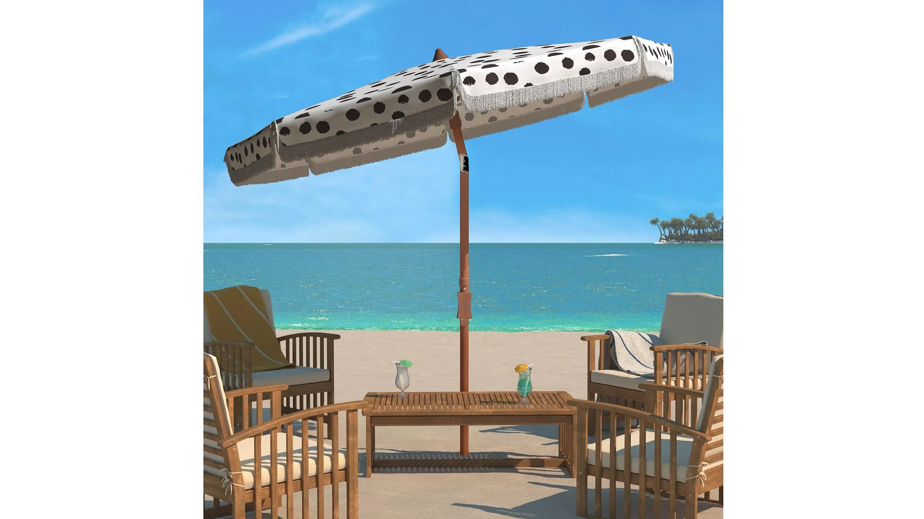 best outdoor patio table umbrella 10 FT Umbrella, 3 Tier with 8 Sturdy Glass Fiber Ribs and Push Button Tilt, Outdoor Patio Umbrellas for Market Pool Garden Backyard, 1.5