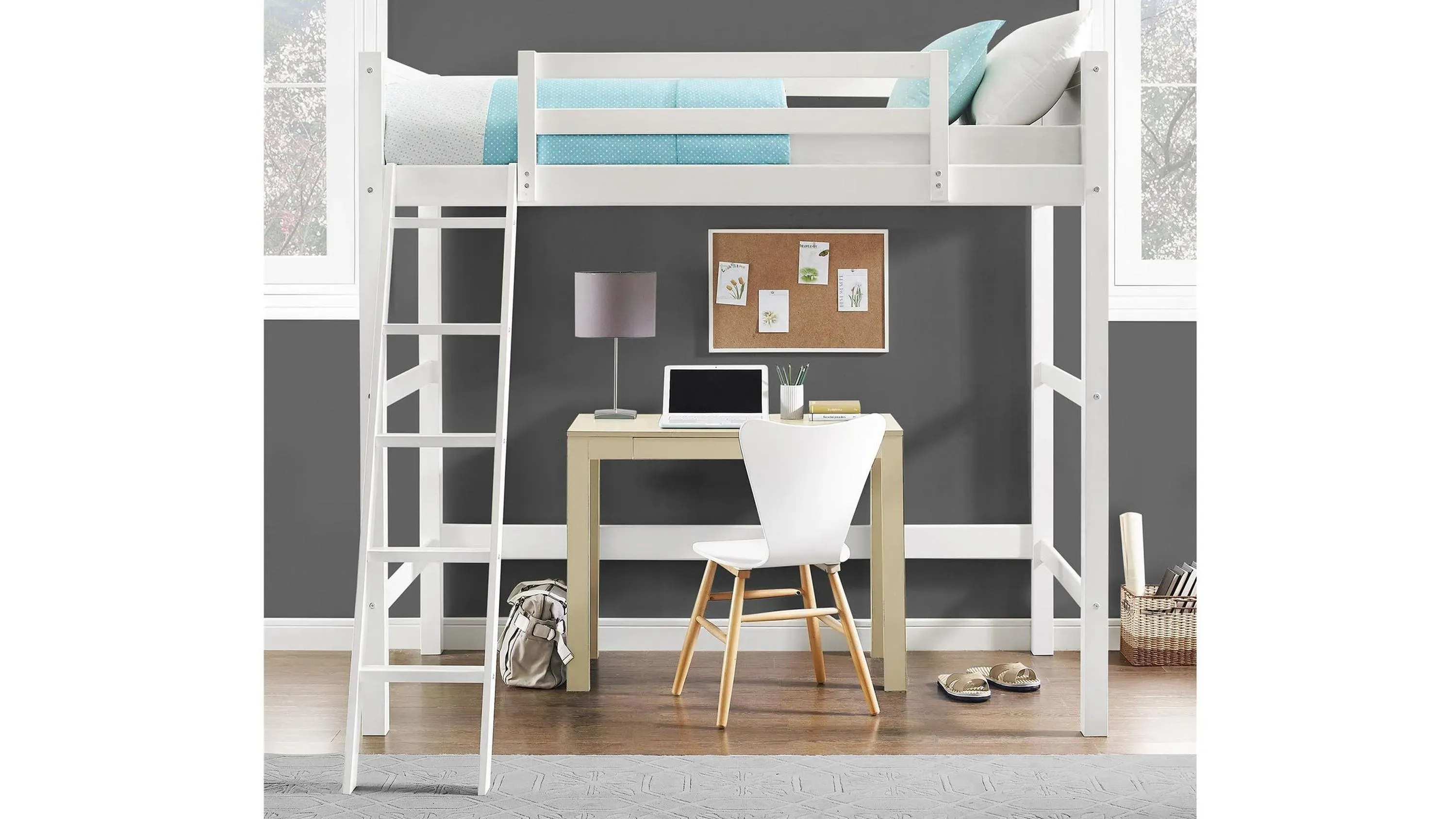 Atwater Living Rollins Kids Wooden Loft Bed with Ladder