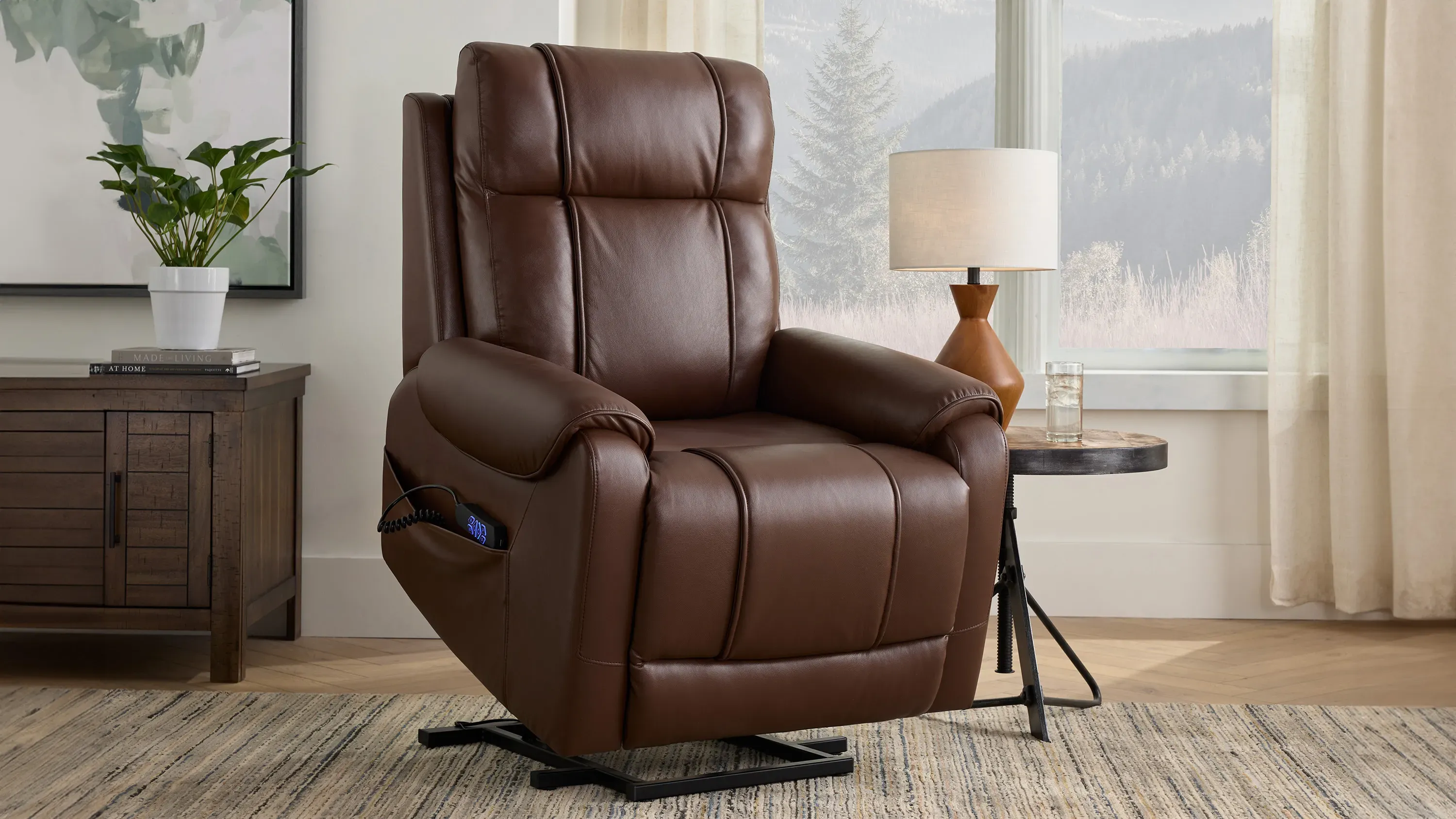 Hickory Power Lift Recliner w/ Power Headrest | Raymour & Flanigan