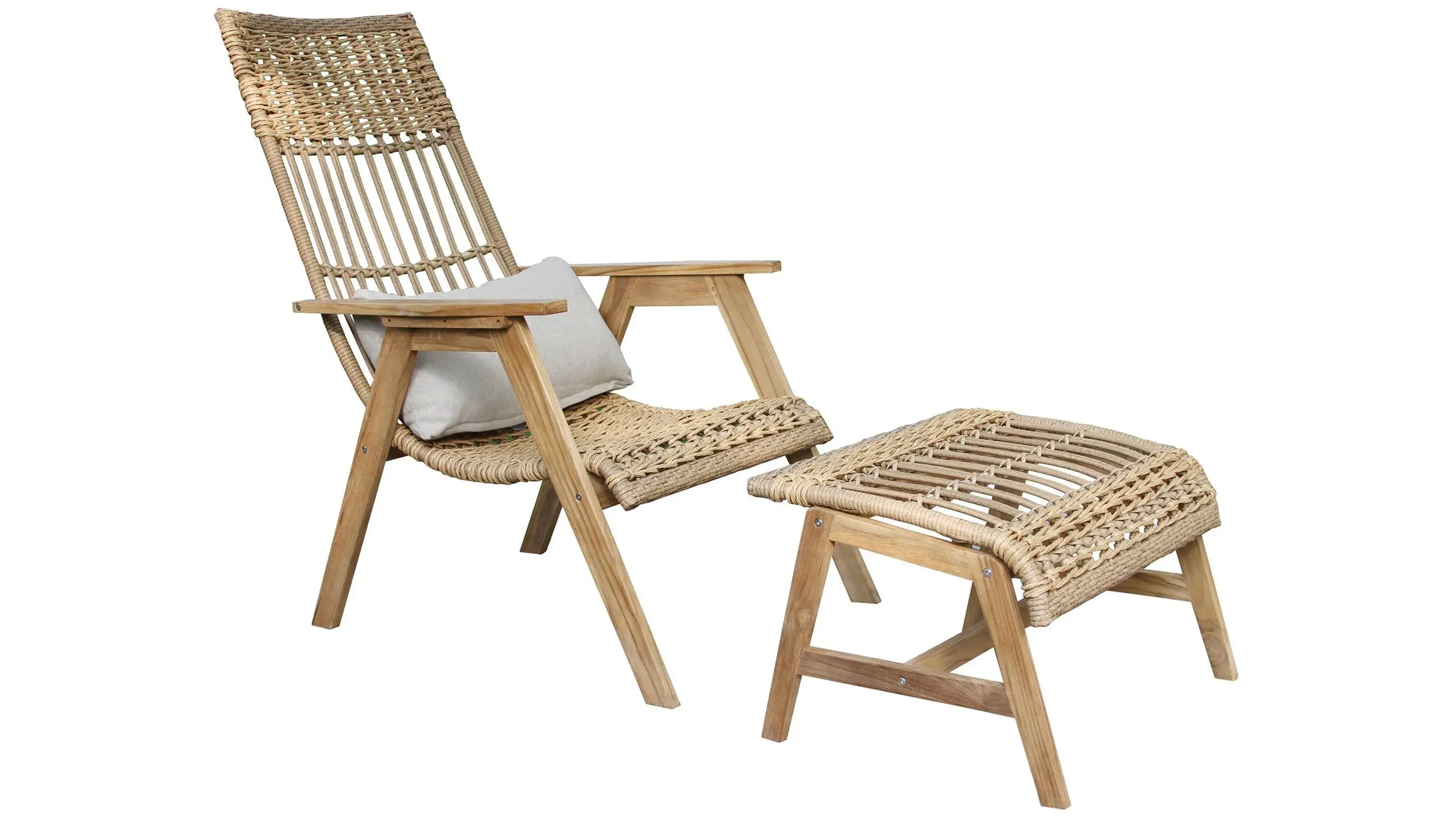 Bohemian 4-pc. Teak Outdoor Lounge Set w/ Ottomans - Thumbnail 2