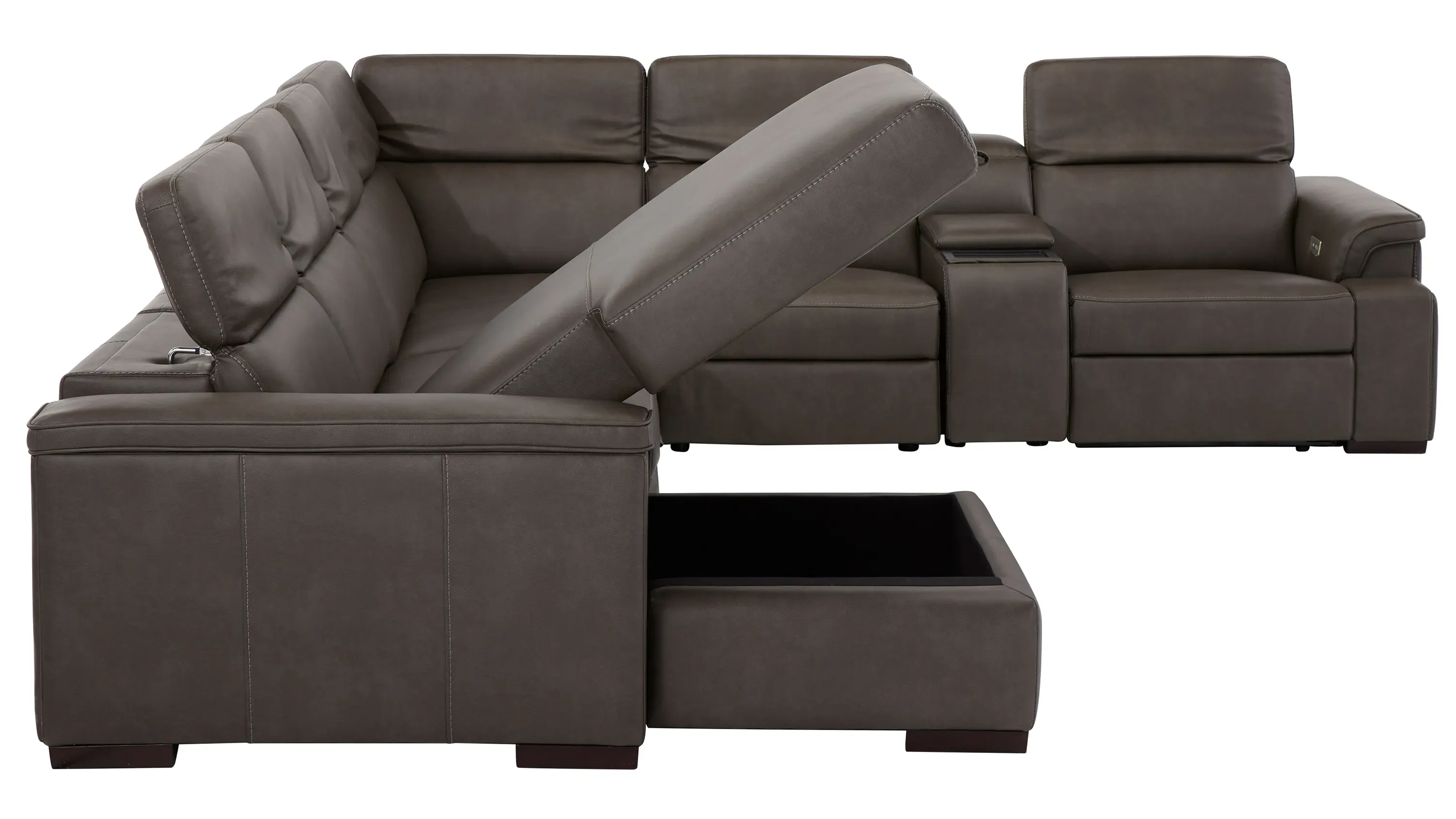 Orion 6-pc. Dual Power Media Sectional w/ Speaker Headrest