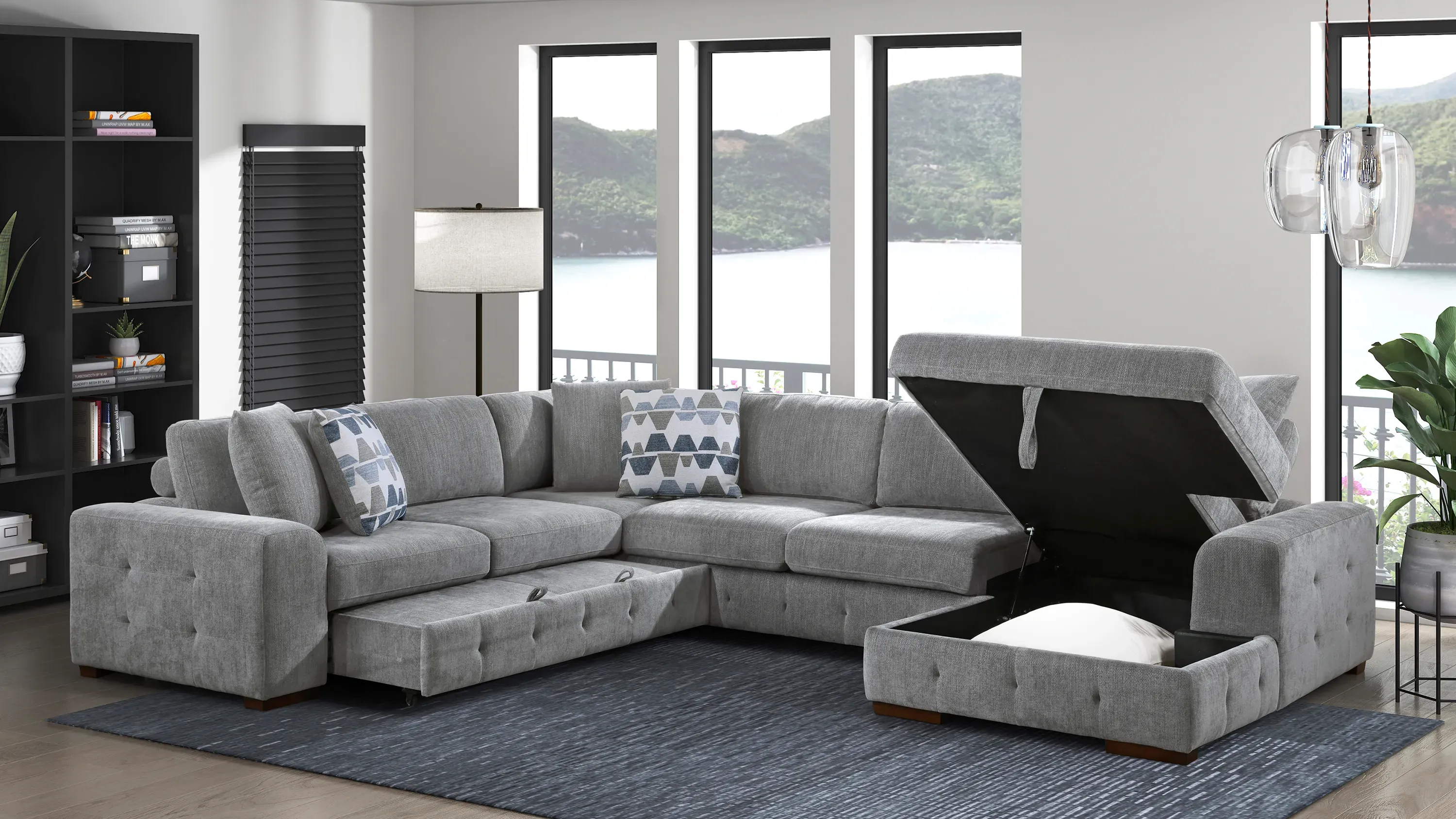 Dolman 4 pc. Sectional with Pop-Up Sleeper | Raymour & Flanigan