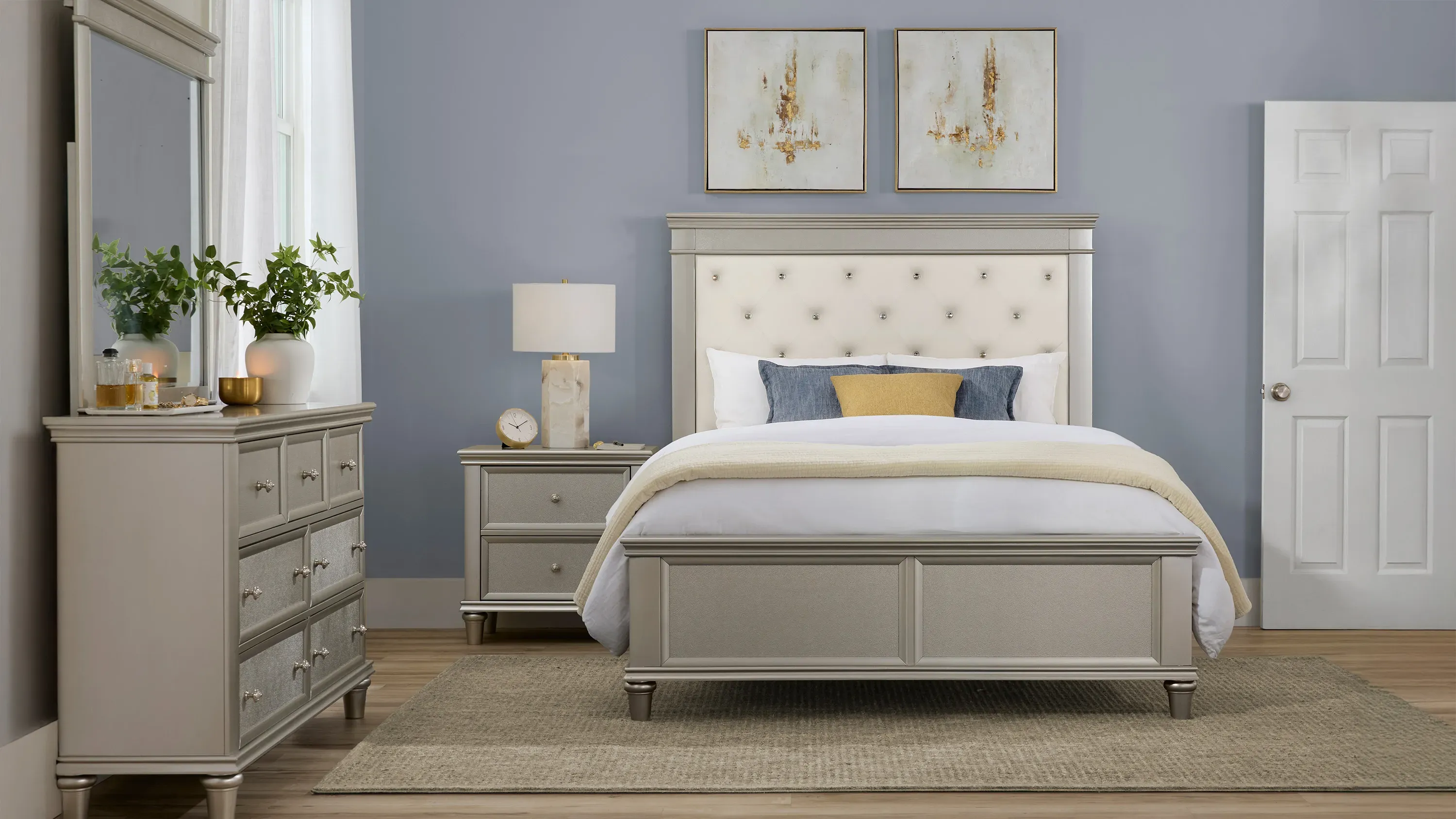 Tiffany 4-pc. Upholstered Bedroom Set | Raymour & Flanigan