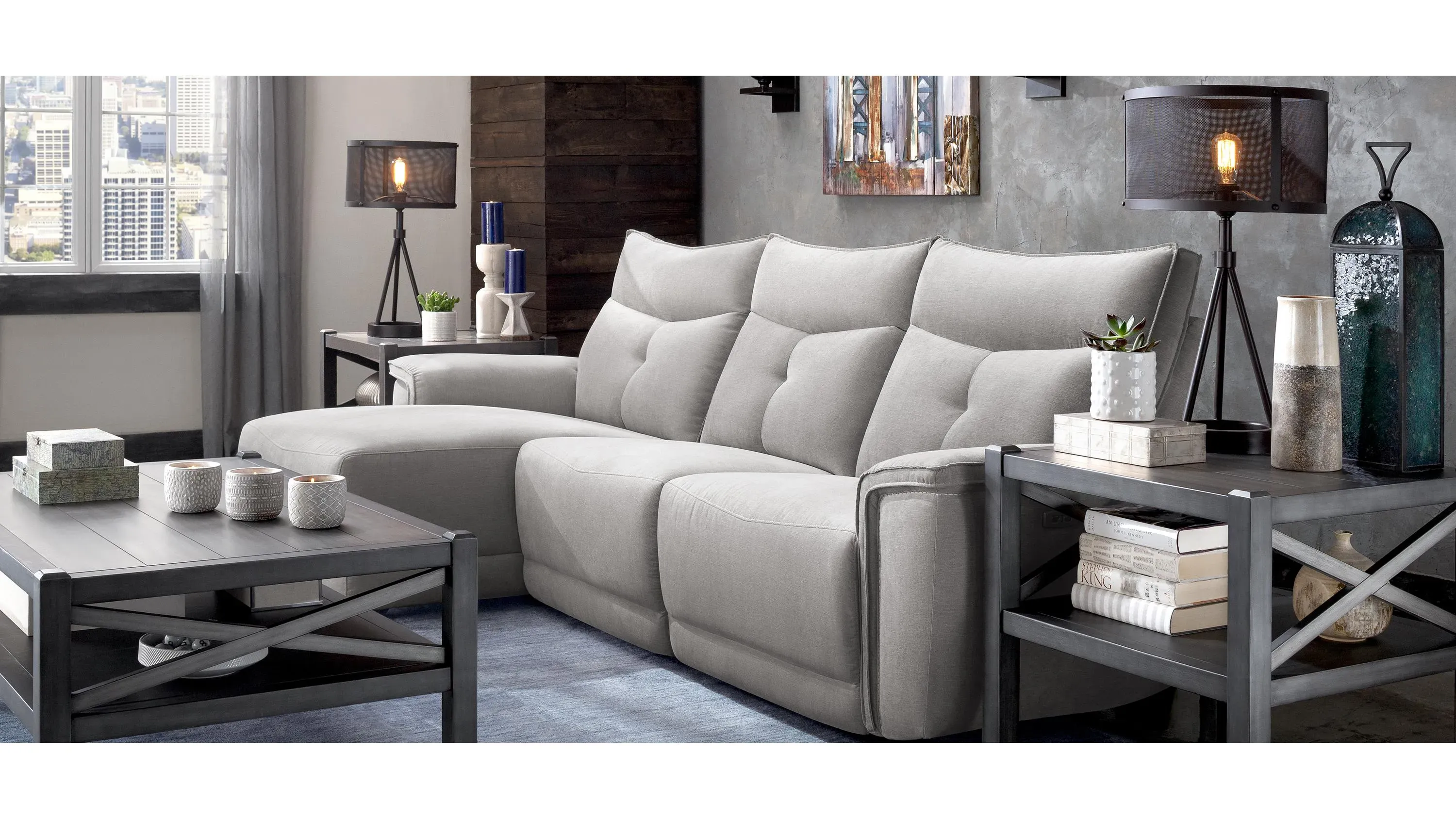 Graceland 3-pc. Sectional Sofa w/ Power Headrests | Raymour & Flanigan