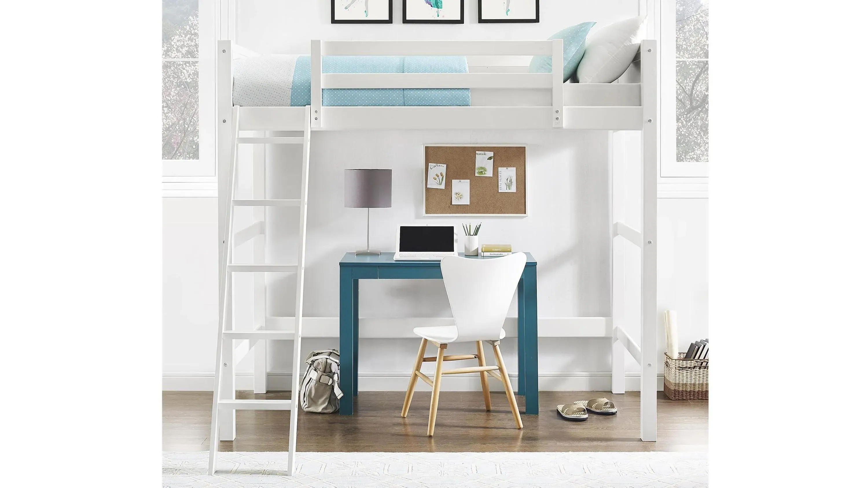 Atwater Living Rollins Kids Wooden Loft Bed with Ladder