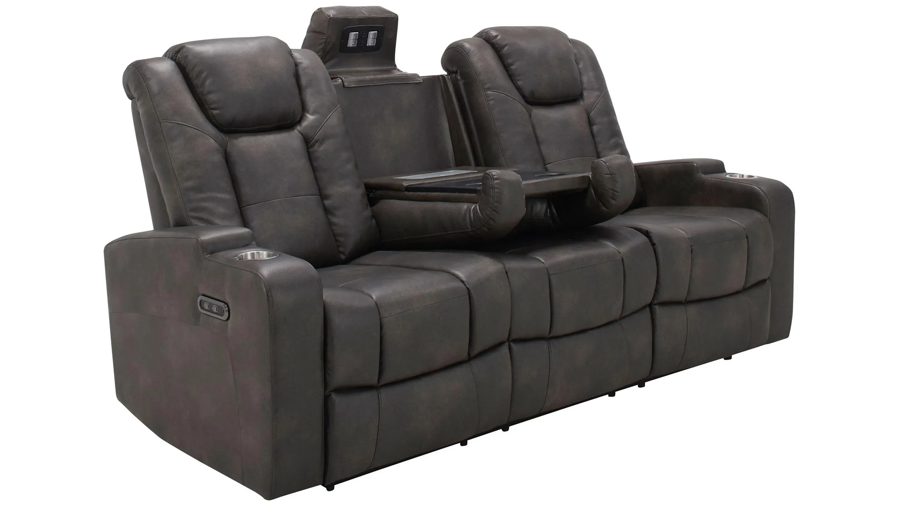 Matera Power Sofa with Drop-Down Table | Raymour & Flanigan